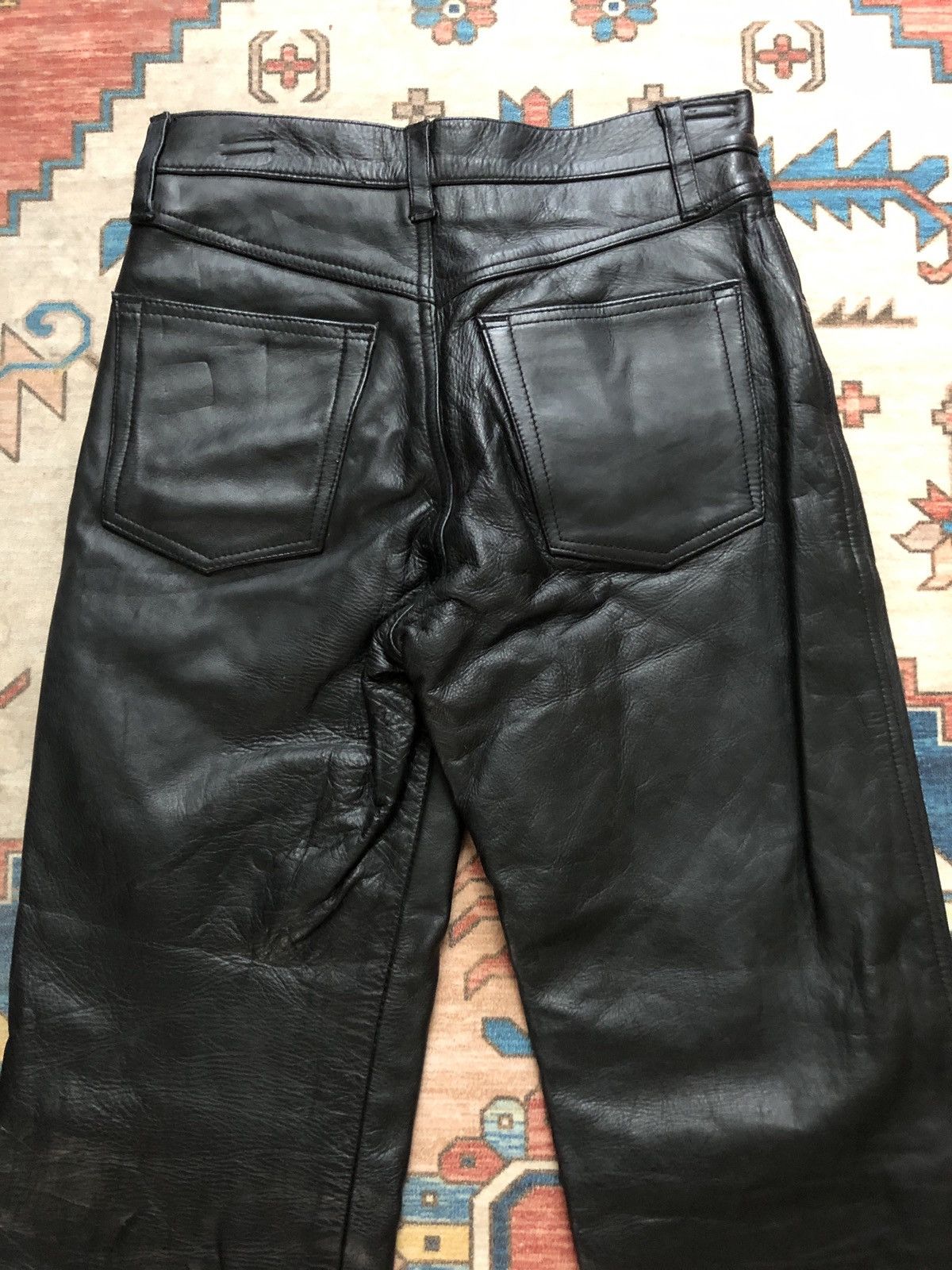 Japanese Brand VINTAGE GENUINE LEATHER TROUSERS PANT ROCKERS PUNK Size US 28 / EU 44 - 11 Thumbnail