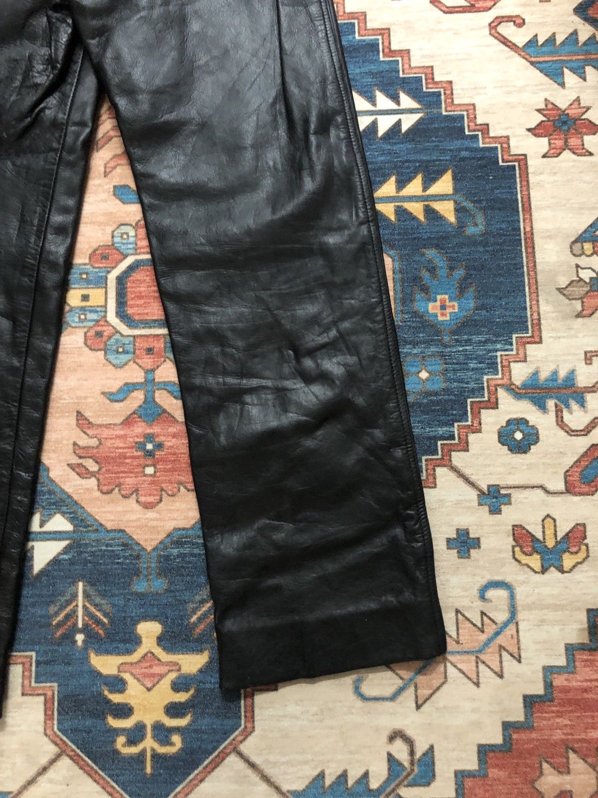 Japanese Brand VINTAGE GENUINE LEATHER TROUSERS PANT ROCKERS PUNK Size US 28 / EU 44 - 9 Thumbnail