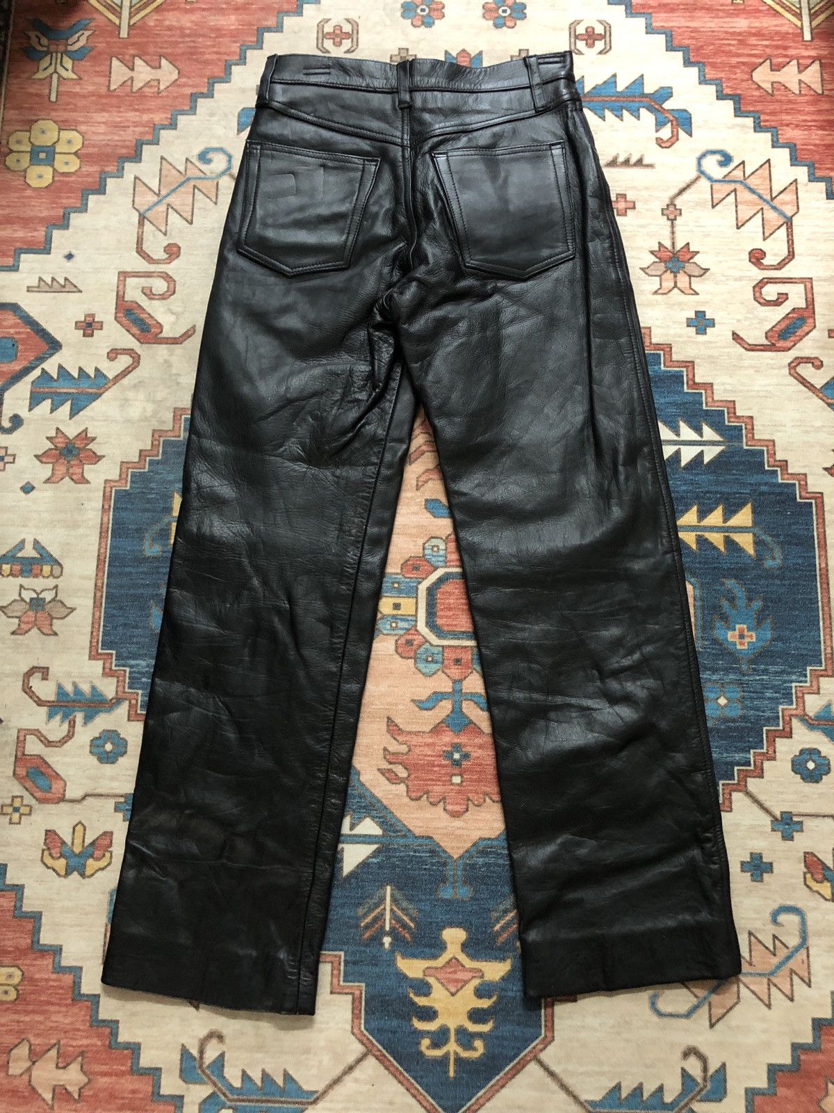 Japanese Brand VINTAGE GENUINE LEATHER TROUSERS PANT ROCKERS PUNK Size US 28 / EU 44 - 8 Thumbnail
