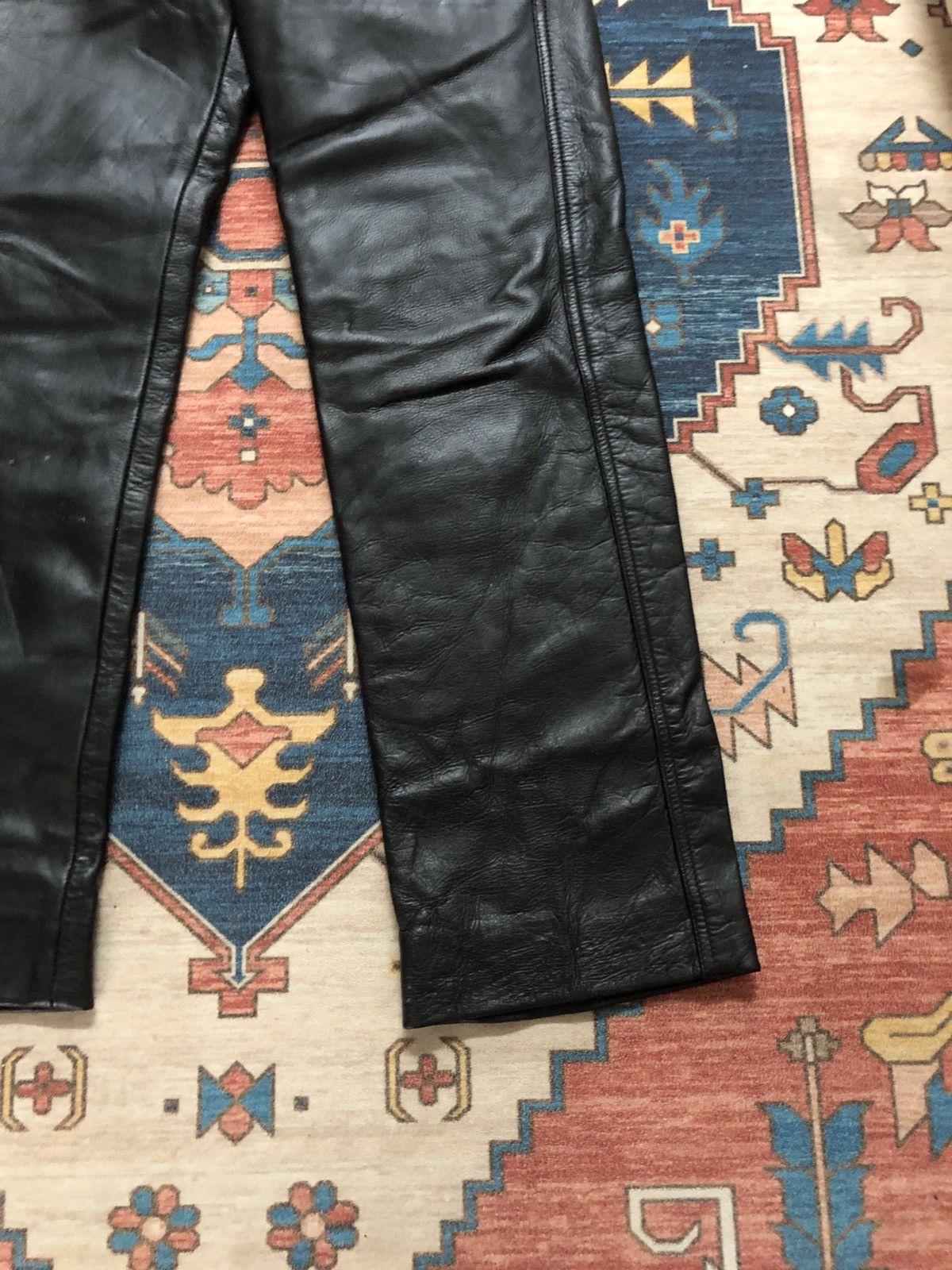 Japanese Brand VINTAGE GENUINE LEATHER TROUSERS PANT ROCKERS PUNK Size US 28 / EU 44 - 3 Thumbnail