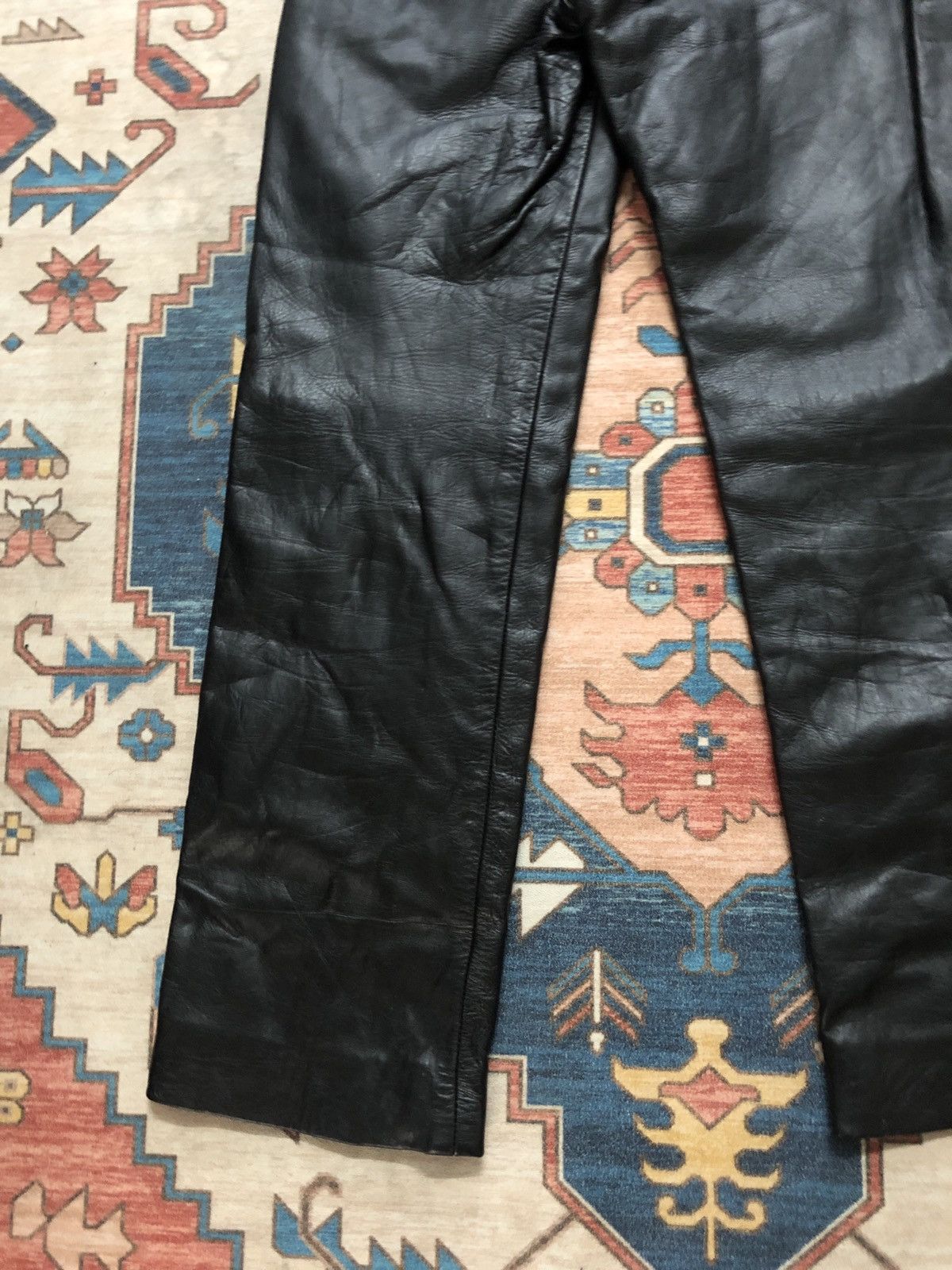 Japanese Brand VINTAGE GENUINE LEATHER TROUSERS PANT ROCKERS PUNK Size US 28 / EU 44 - 10 Thumbnail