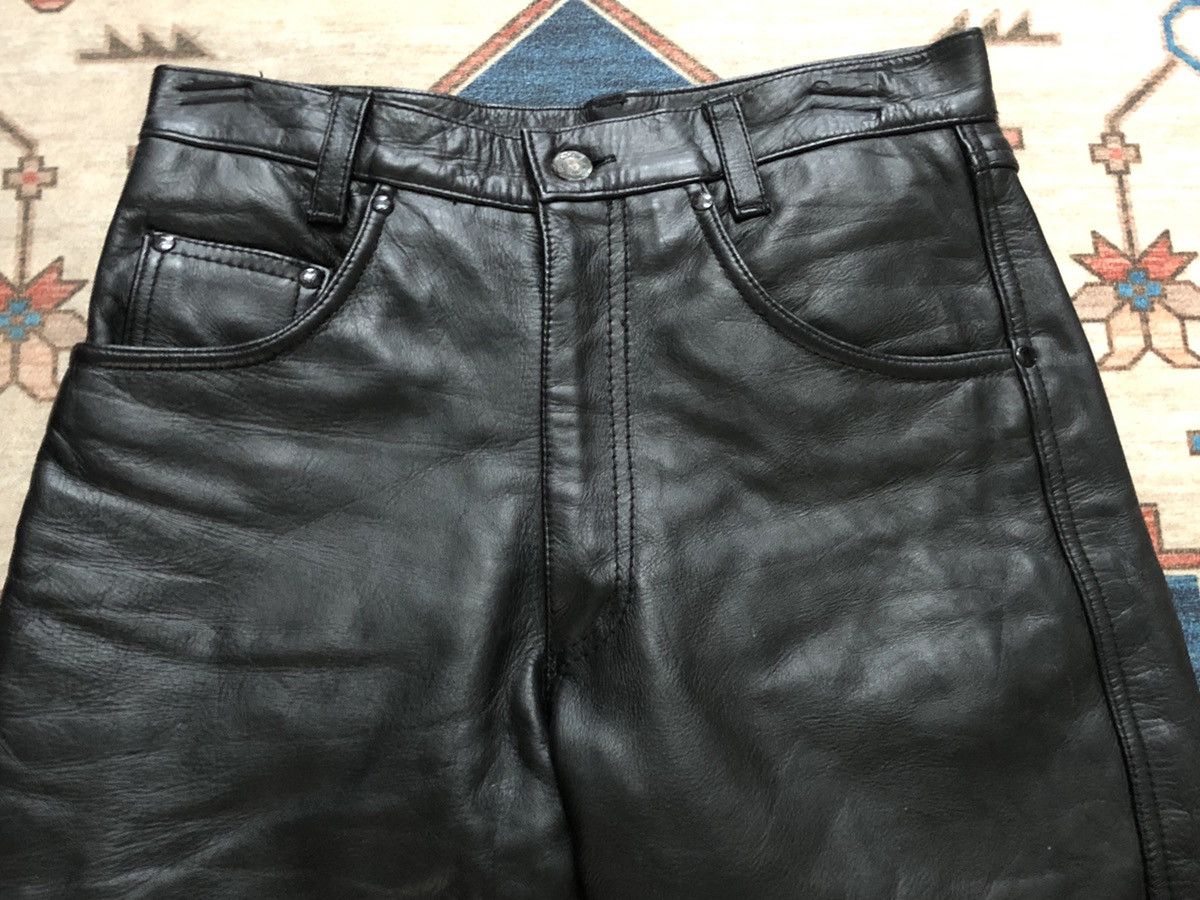 Japanese Brand VINTAGE GENUINE LEATHER TROUSERS PANT ROCKERS PUNK Size US 28 / EU 44 - 6 Thumbnail