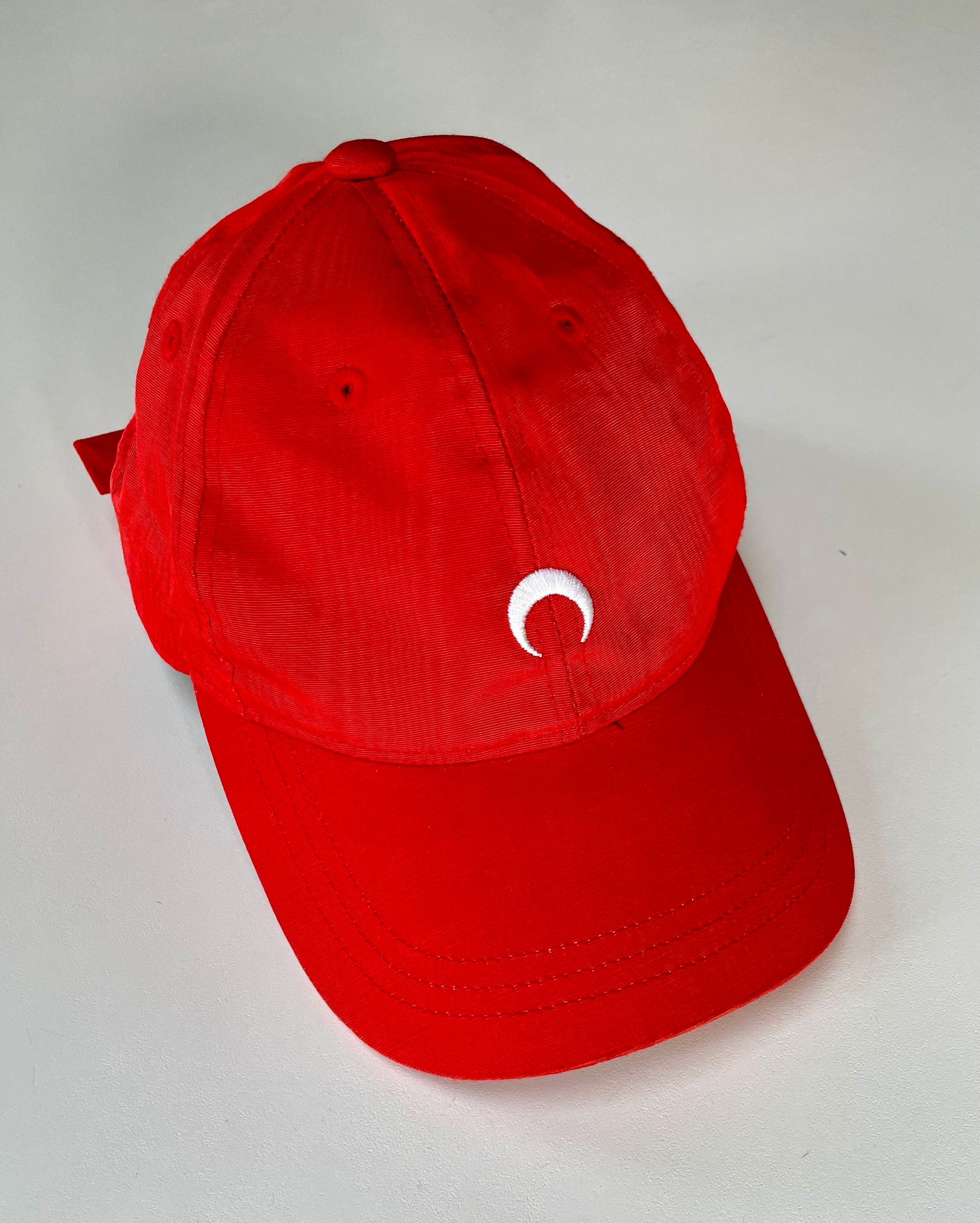 Pre-owned Marine Serre Embroidered Red Moiré Baseball Cap