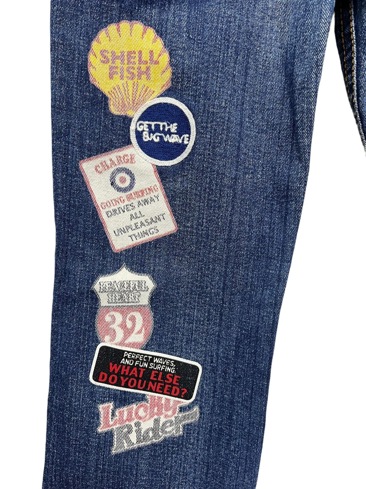 Japan Blue 🌙 BLUE MOON BLUE Embroidered Printed Patches Low Rise Slim Size 30" / US 8 / IT 44 - 14 Thumbnail