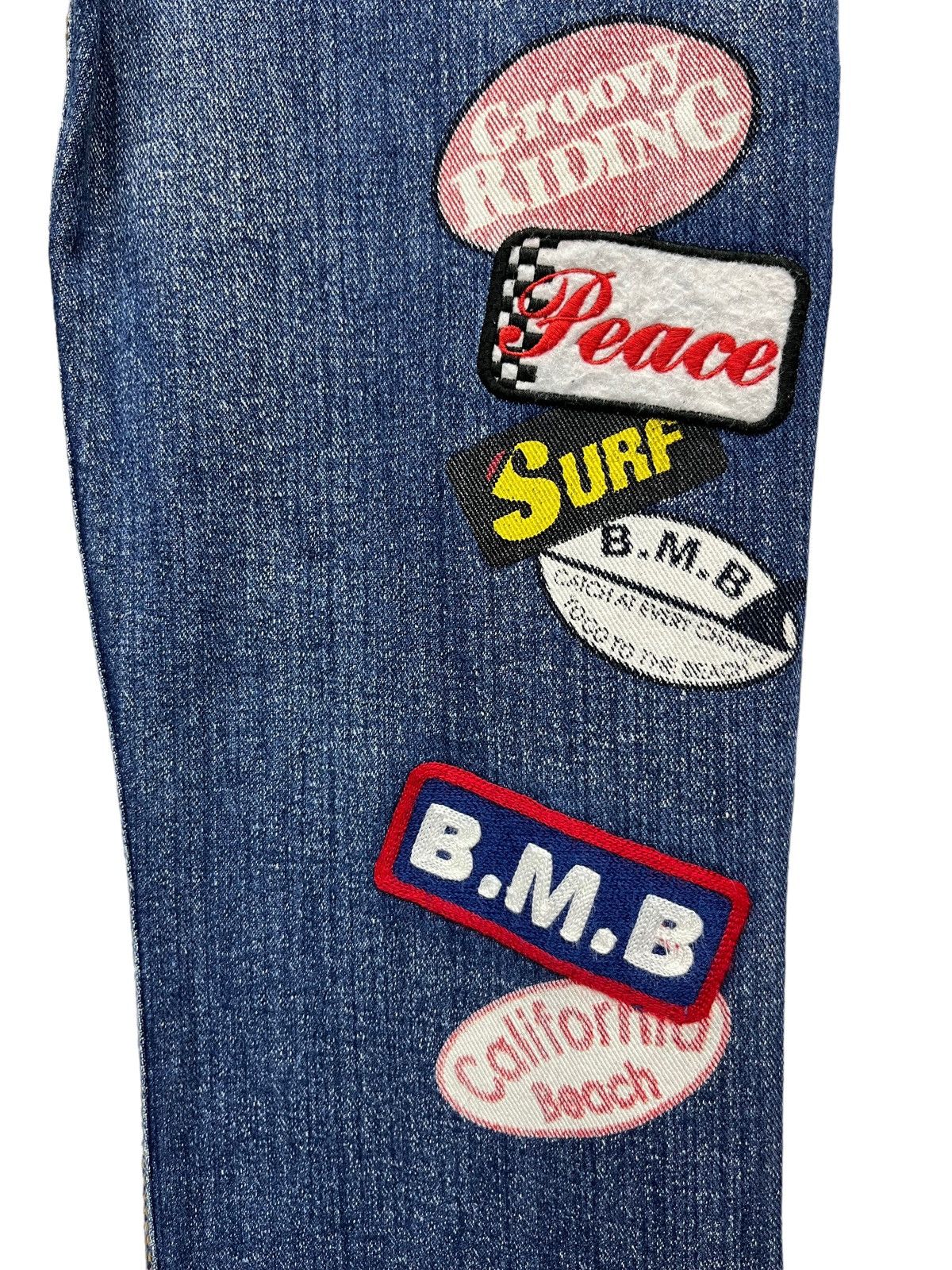 Japan Blue 🌙 BLUE MOON BLUE Embroidered Printed Patches Low Rise Slim Size 30" / US 8 / IT 44 - 11 Thumbnail