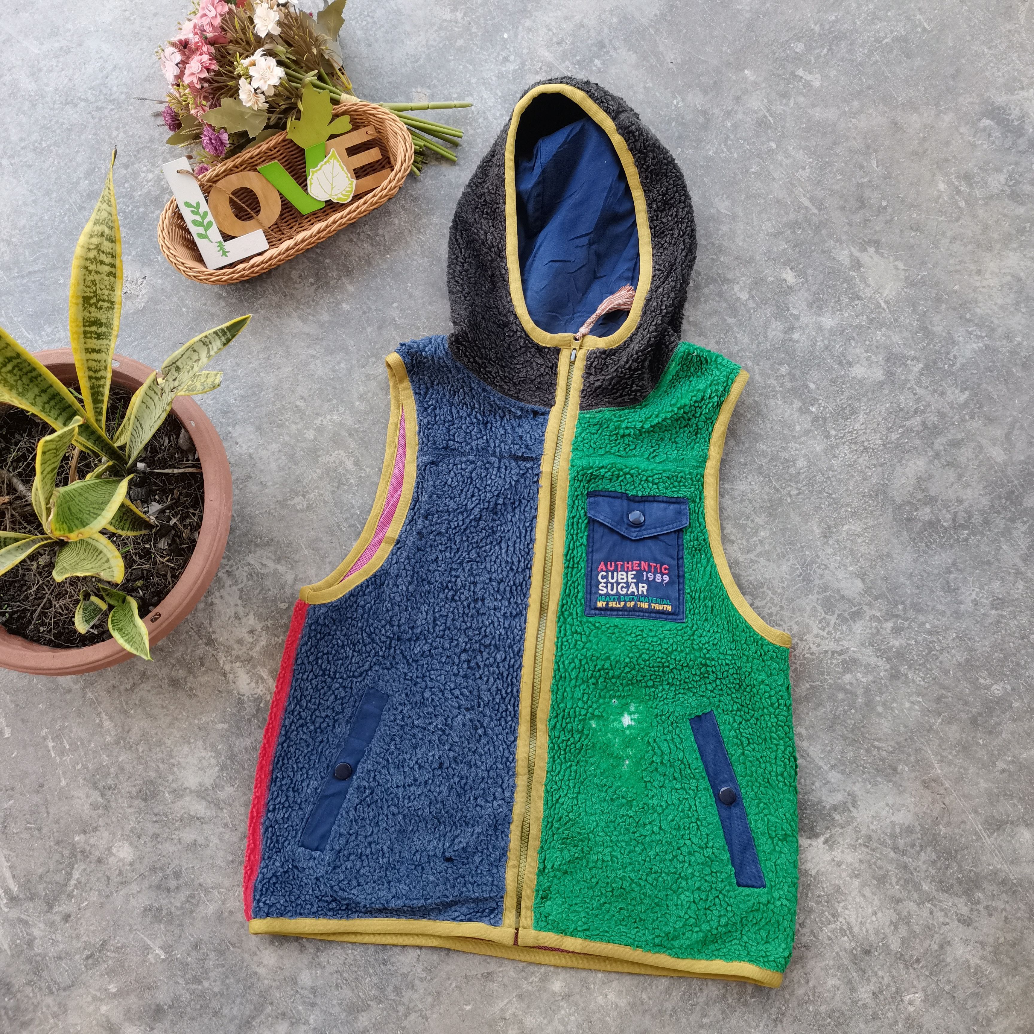 Vintage 🔥Vintage🔥 Authentic Cube Sugar Fleece Vest With Hoodie Size US M / EU 48-50 / 2 - 1 Thumbnail
