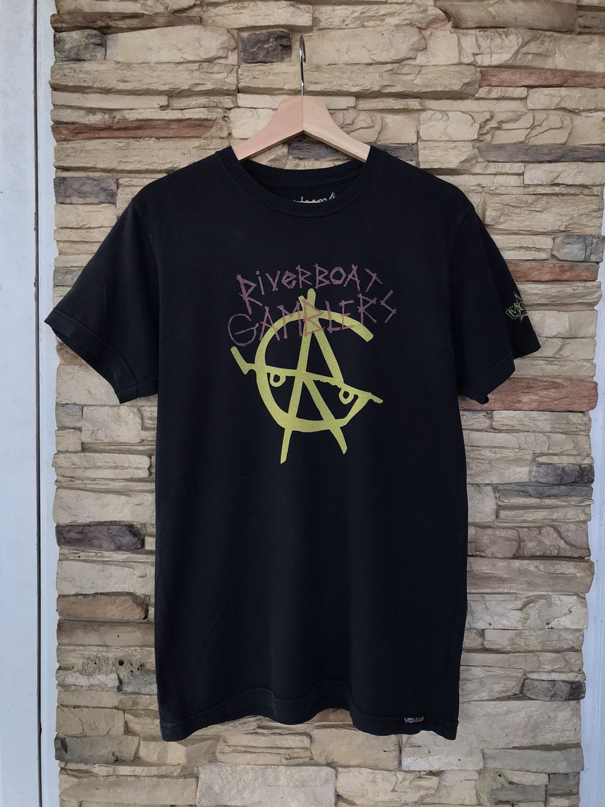 image of Skategang x Volcom Anarchy Logo T-Shirt in Black, Men's (Size Medium)