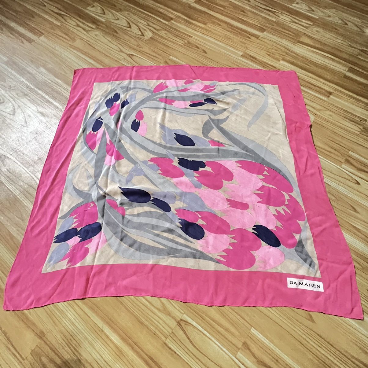 Foulard En Soie Vintage Da Maren - 85x85 Cm - Noir Et Vert - Occasion Très Bon état