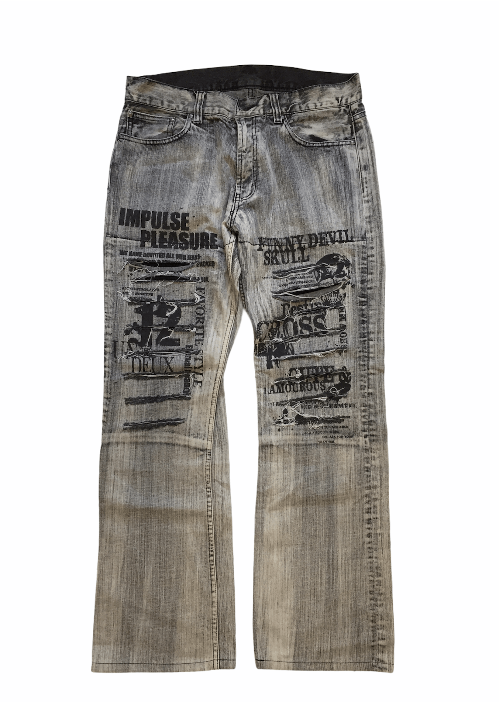 Tornado Mart Japanese brand Distressed Devil skull wash pants Size US 32 / EU 48 - 2 Thumbnail