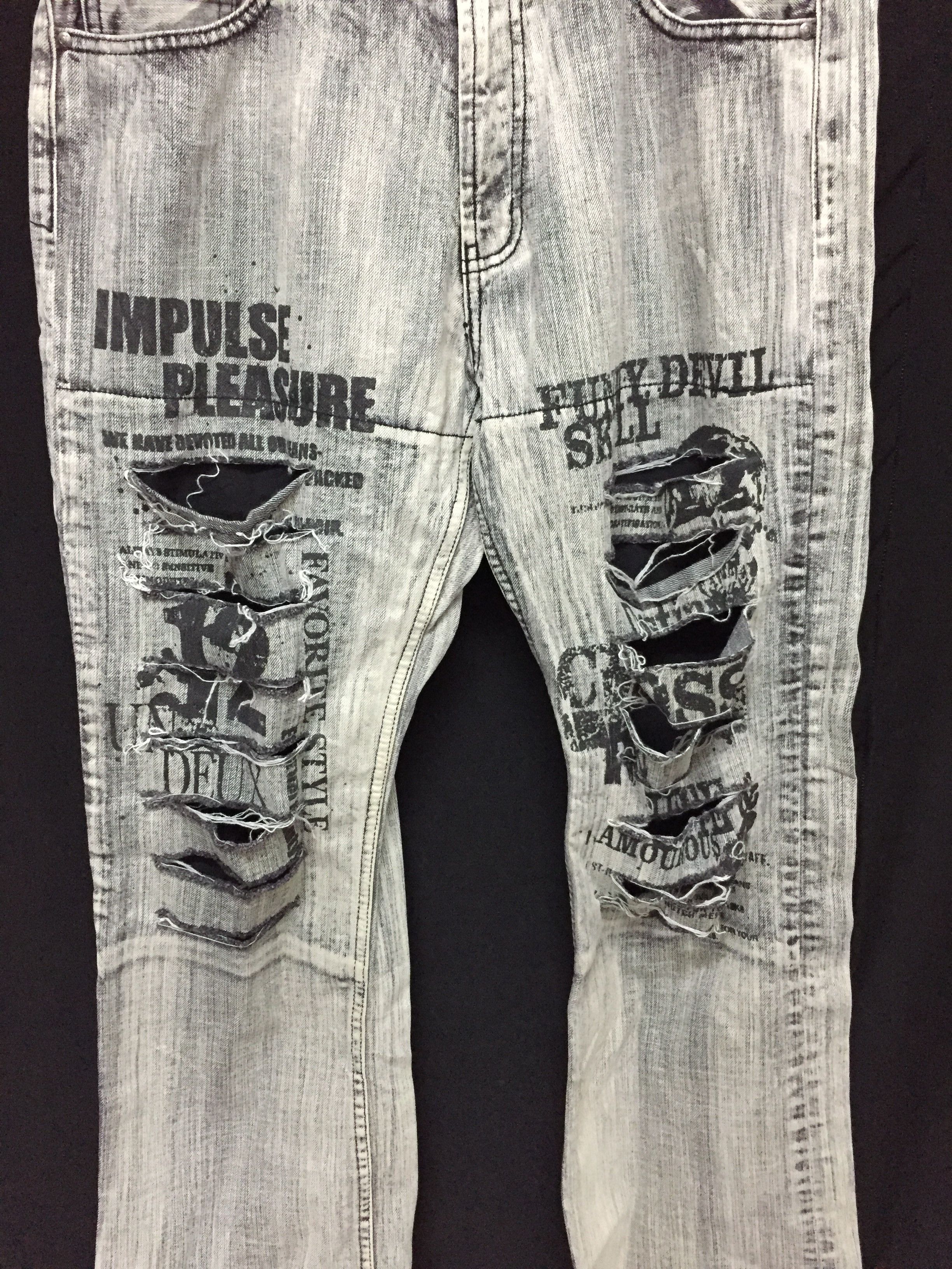 Tornado Mart Japanese brand Distressed Devil skull wash pants Size US 32 / EU 48 - 5 Thumbnail