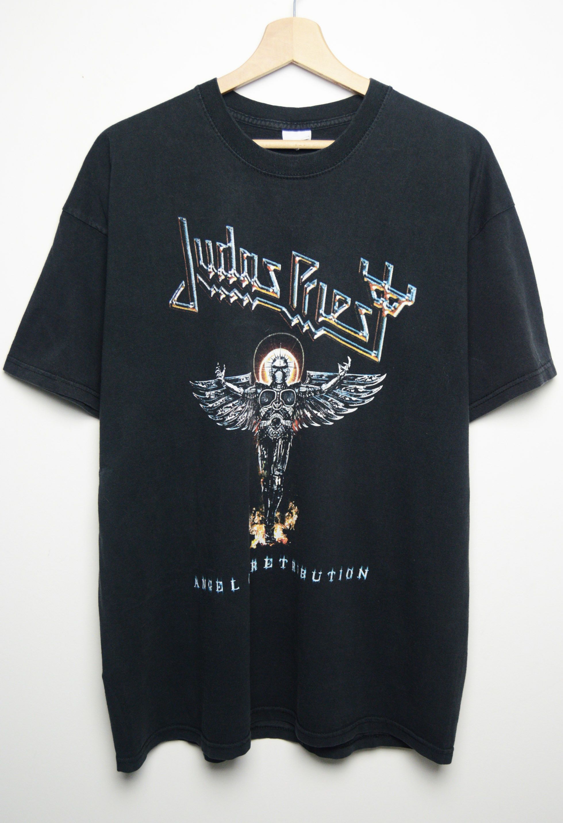 image of Band Tees x Judas Priest Y2K 2005 T Shirt in Washed Black, Men's (Size XL)