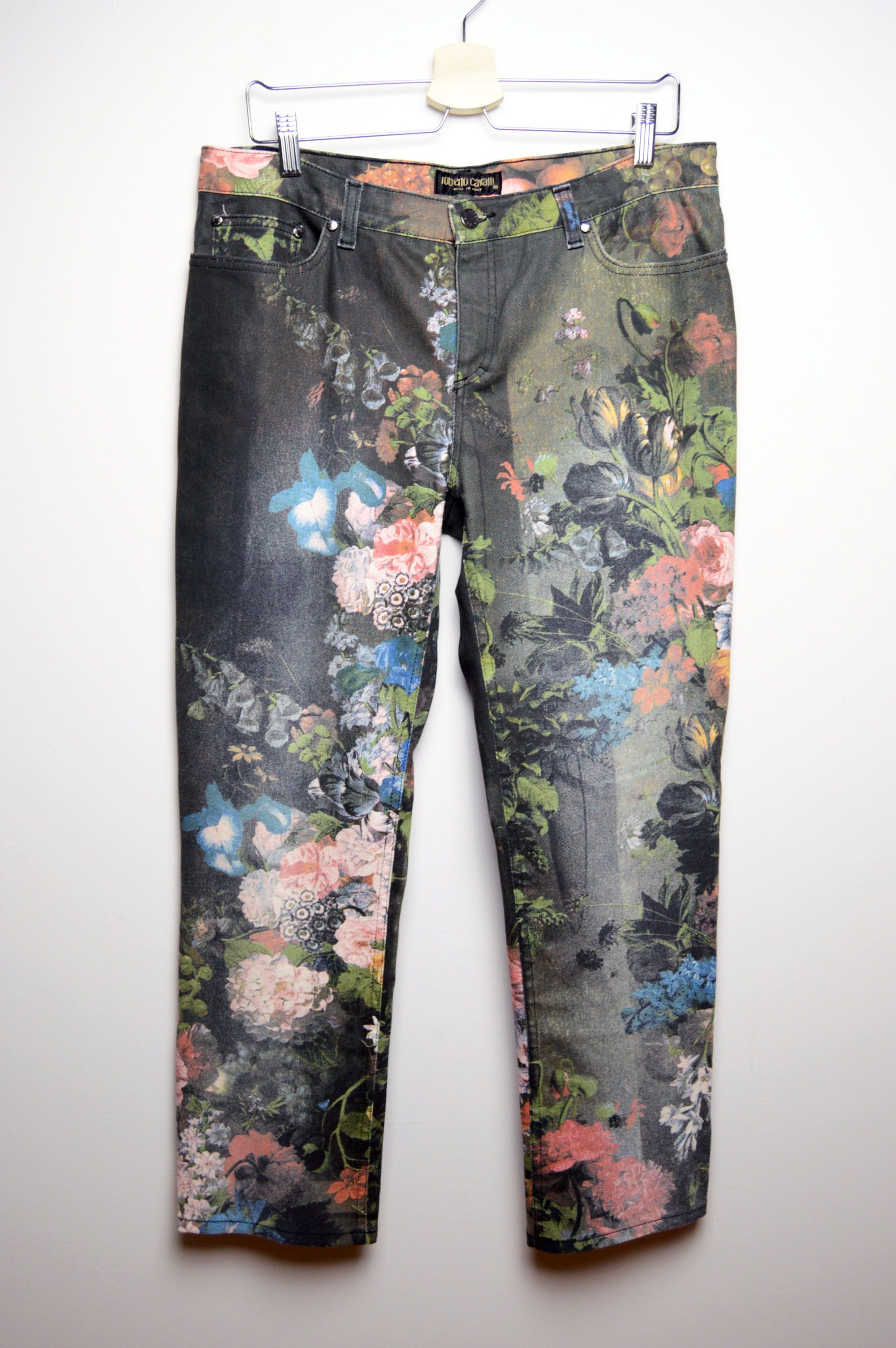 Roberto Cavalli Vintage Pink Floral Flared Jeans main image 1