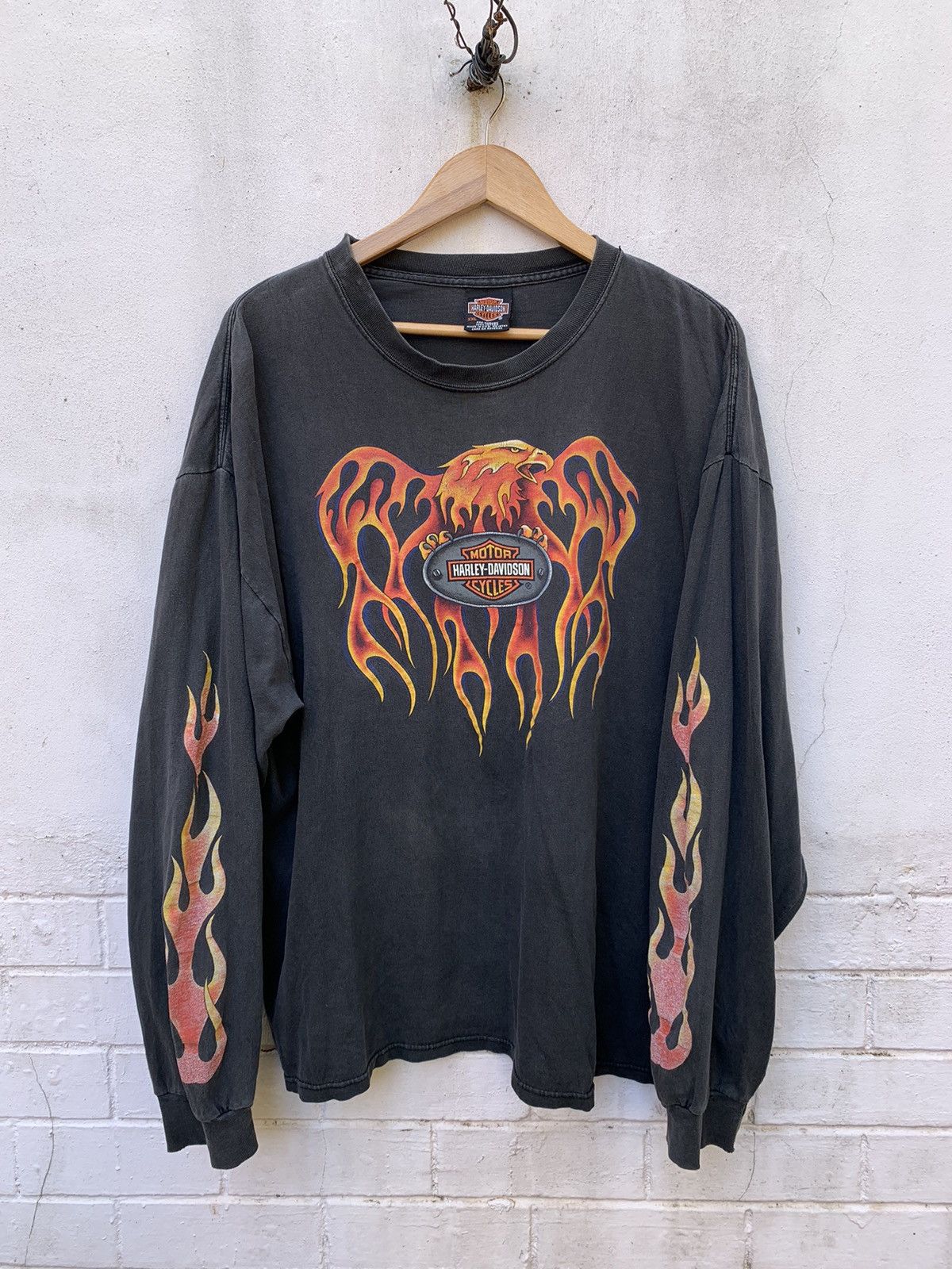 image of 2000 Harley Davidson Flames Sleeves in Black, Men's (Size 2XL)