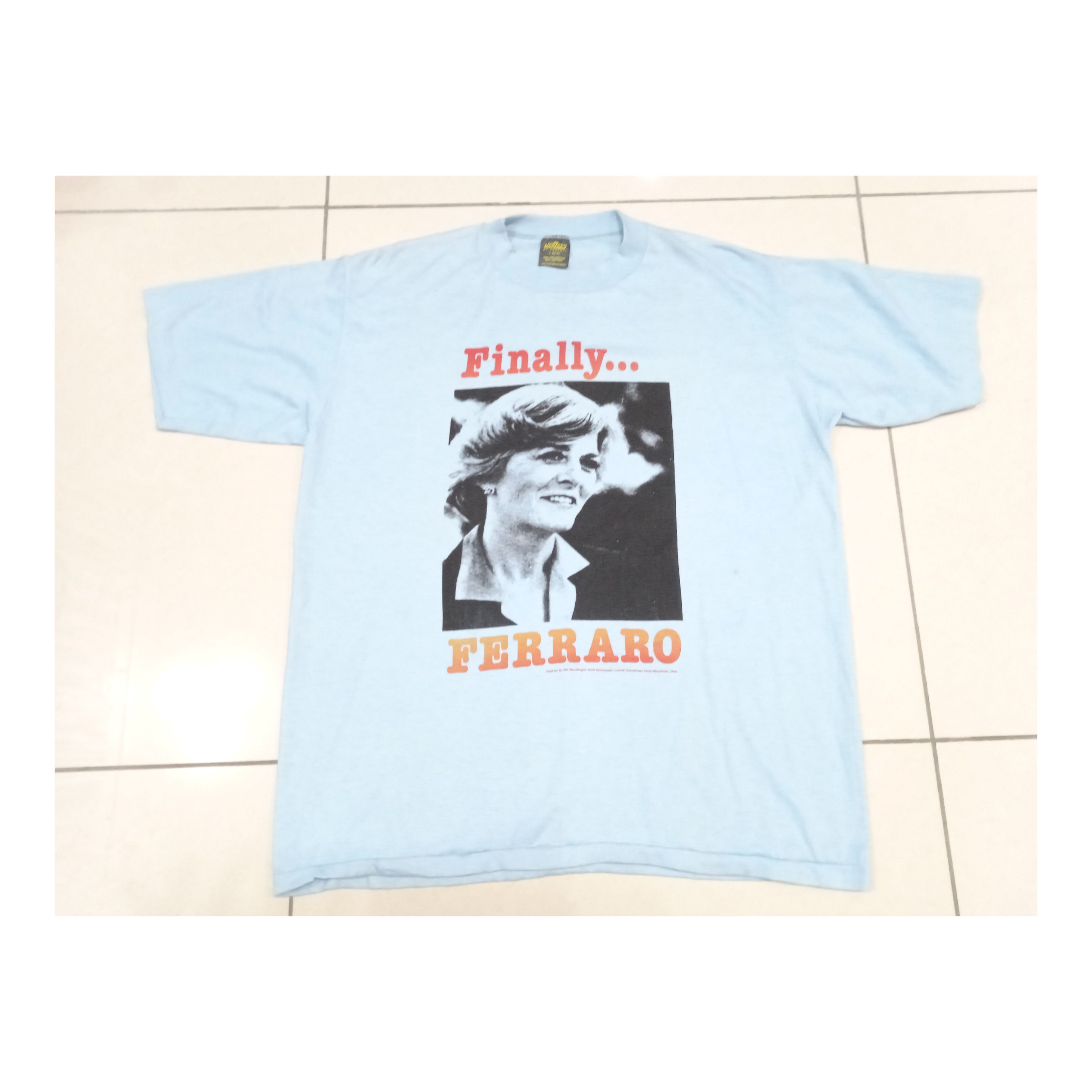 Vintage Vintage 80s Geraldine Ferraro T-Shirt Size US XL / EU 56 / 4 - 1 Thumbnail