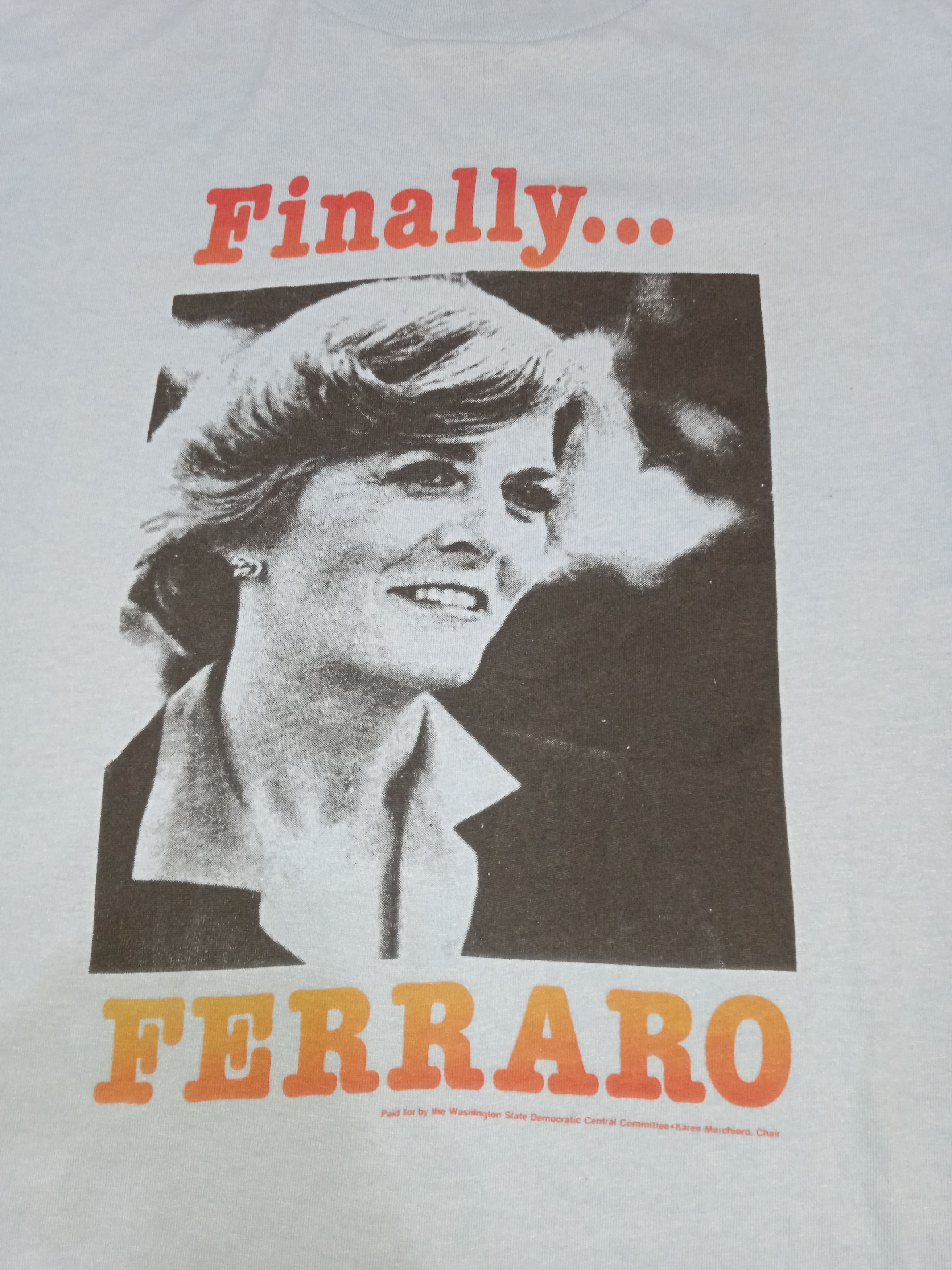 Vintage Vintage 80s Geraldine Ferraro T-Shirt Size US XL / EU 56 / 4 - 4 Thumbnail