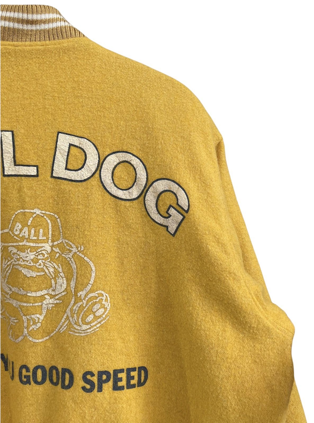 Vintage Vintage Ball Dog Yellow Wool Varsity Jacket Size US L / EU 52-54 / 3 - 3 Thumbnail