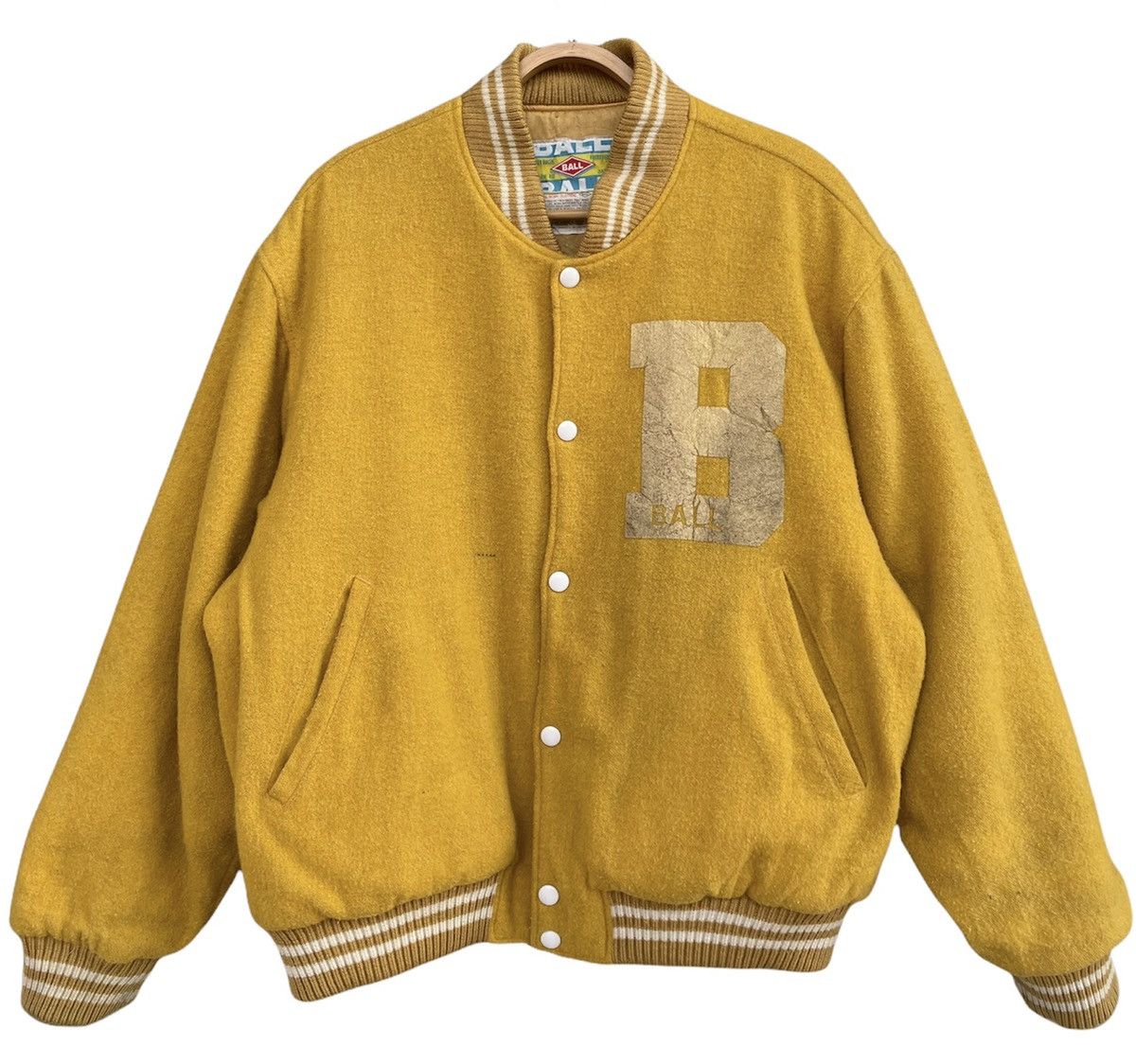 Vintage Vintage Ball Dog Yellow Wool Varsity Jacket Size US L / EU 52-54 / 3 - 9 Thumbnail