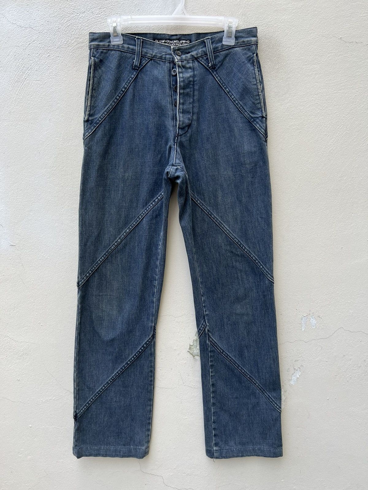 Vintage Vintage SLOW GUN Japan Panelled Denim Jeans Size US 30 / EU 46 - 3 Thumbnail