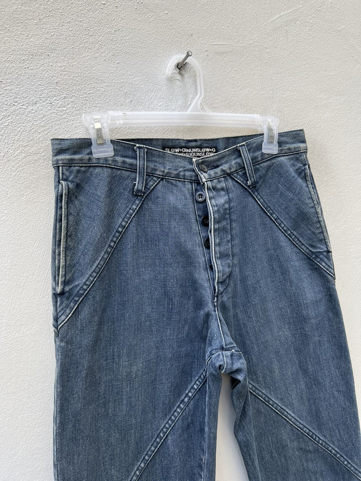 Vintage Vintage SLOW GUN Japan Panelled Denim Jeans Size US 30 / EU 46 - 4 Thumbnail