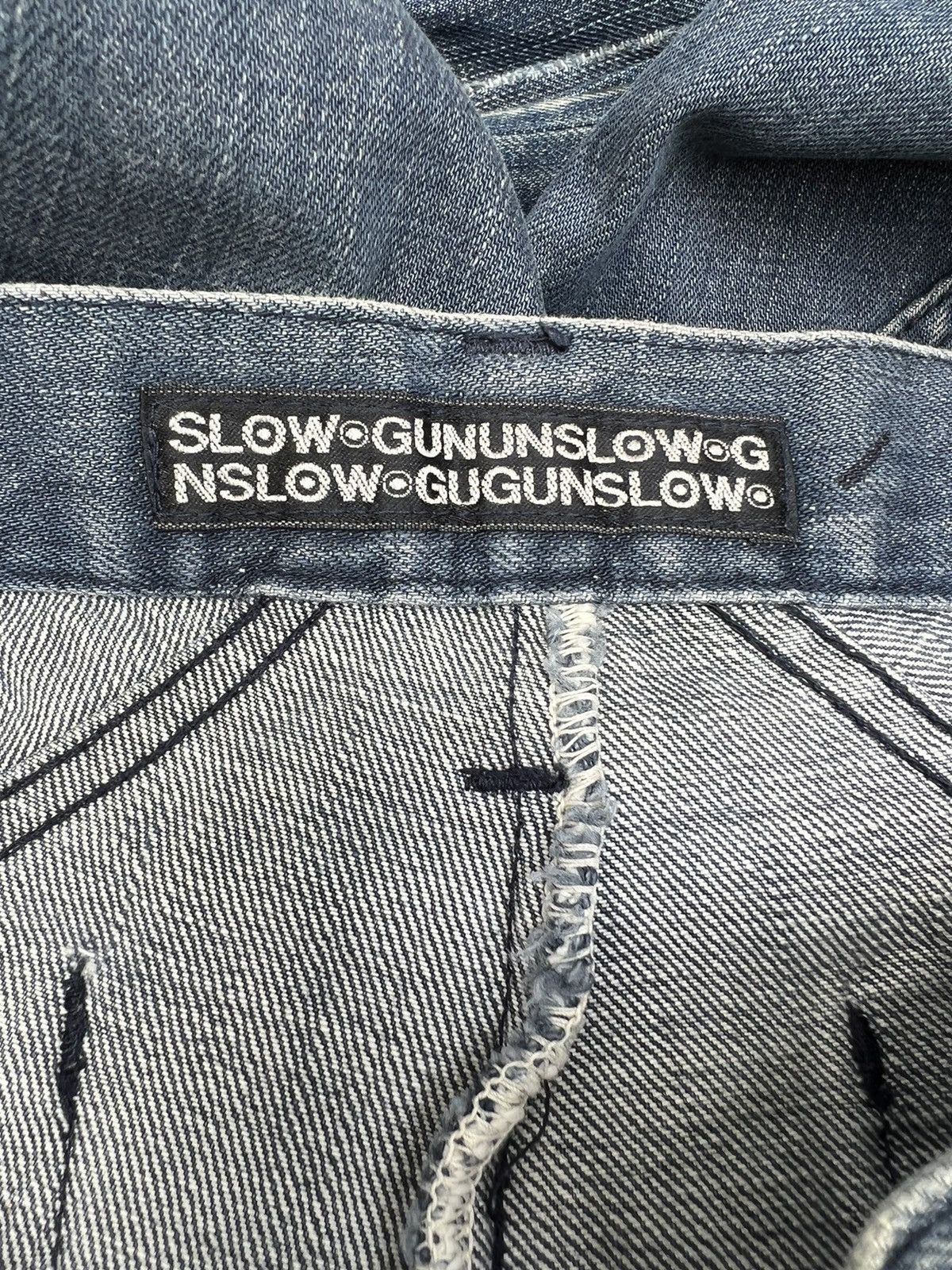 Vintage Vintage SLOW GUN Japan Panelled Denim Jeans Size US 30 / EU 46 - 16 Thumbnail