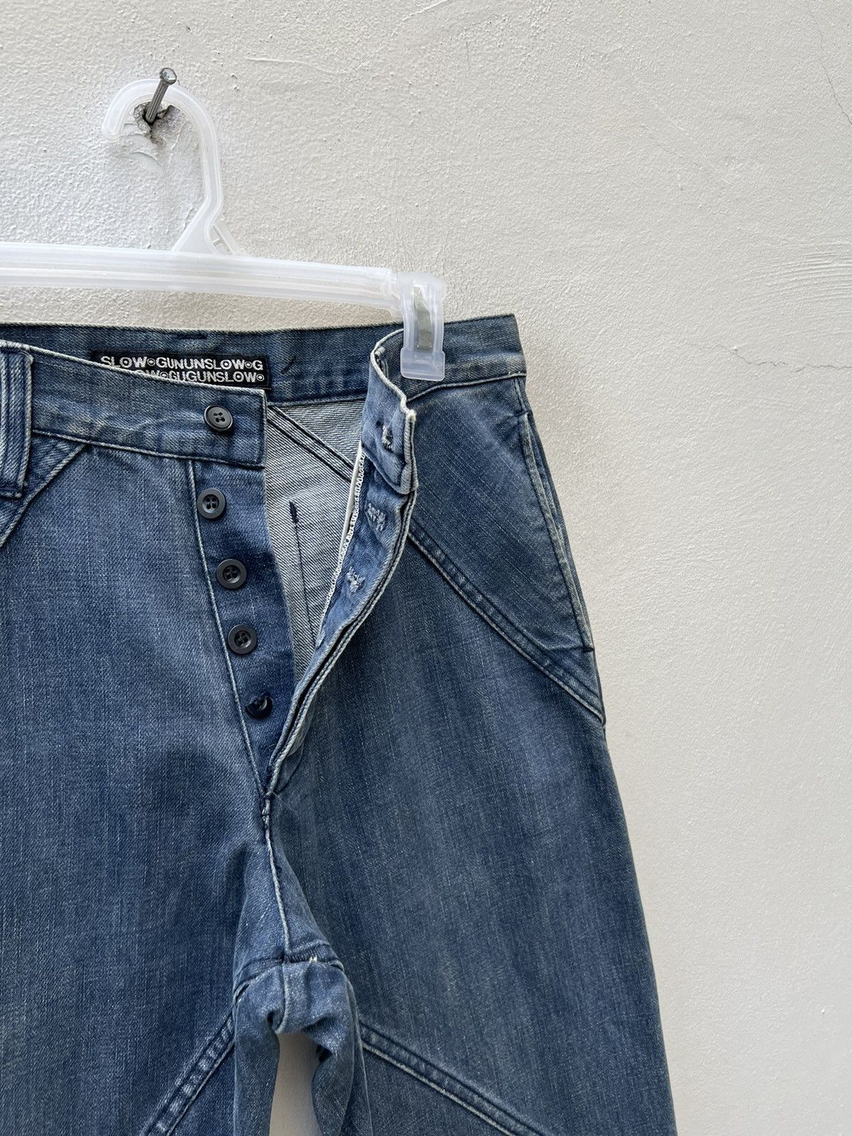 Vintage Vintage SLOW GUN Japan Panelled Denim Jeans Size US 30 / EU 46 - 5 Thumbnail