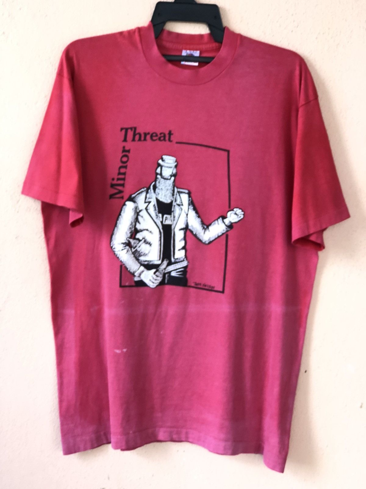 image of Band Tees x Rock Tees Vintage 90's Minor Threat Punk Hardcore Band Tee in Red, Men's (Size Large)