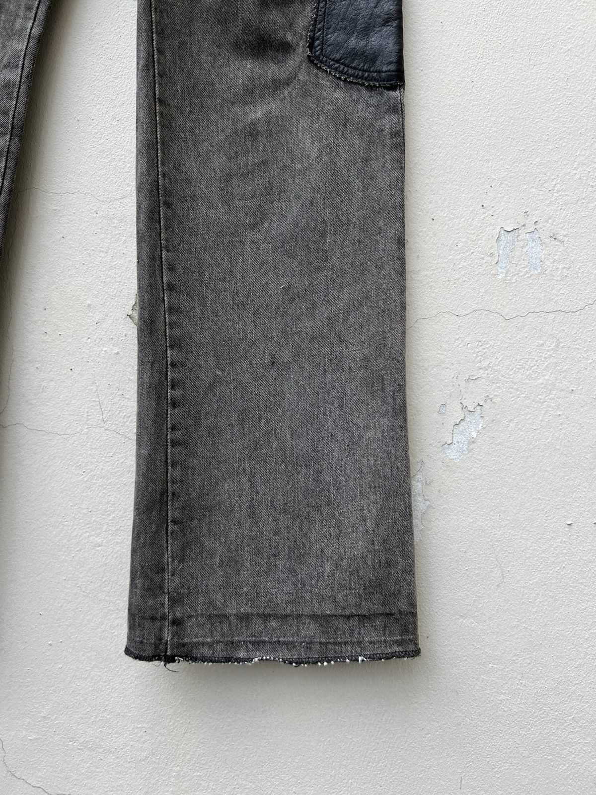 Vintage Vintage a.m.o.u Japan Leather Patchwork Denim Bootcut Jeans Size US 29 - 10 Thumbnail
