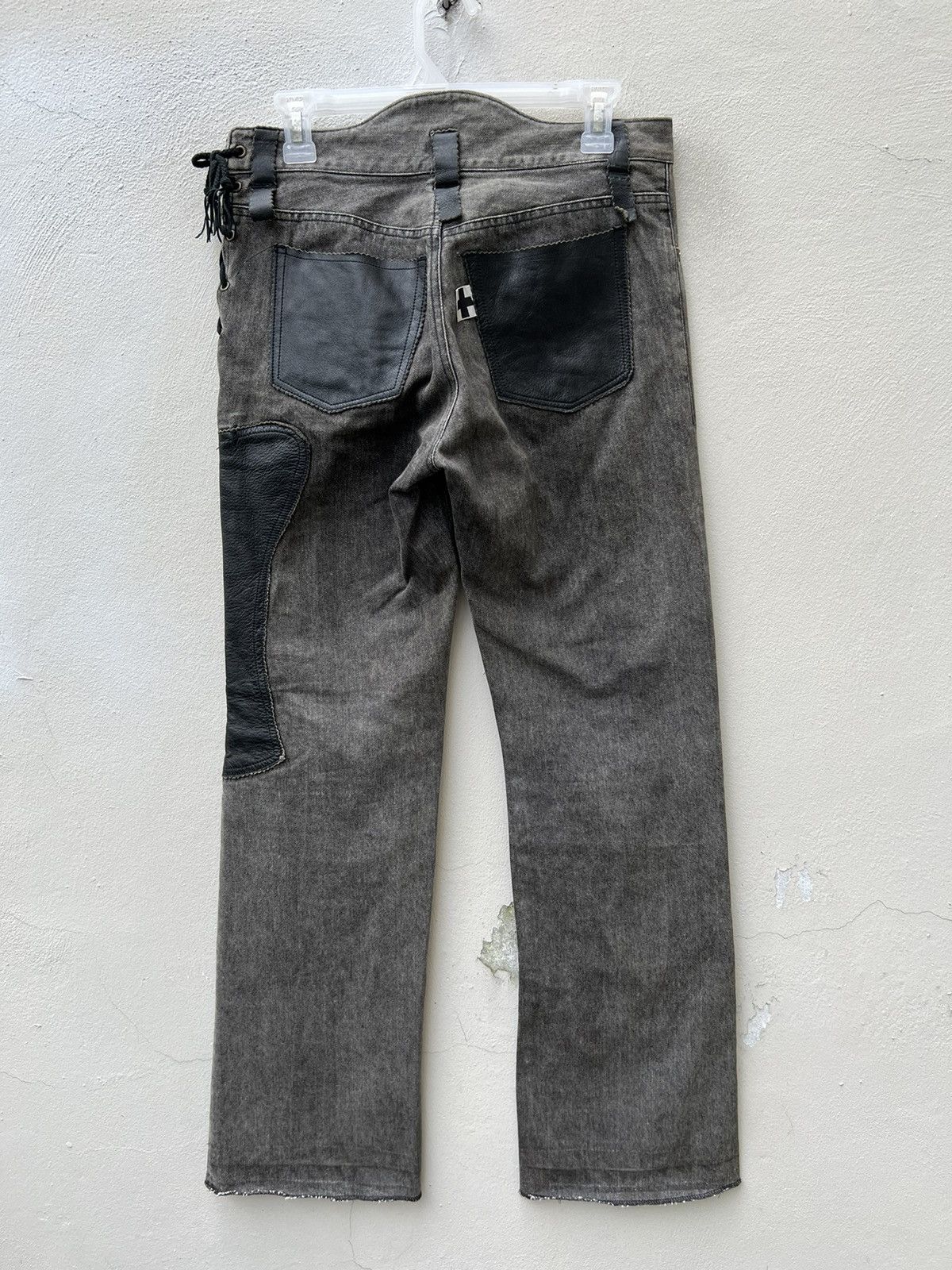 Vintage Vintage a.m.o.u Japan Leather Patchwork Denim Bootcut Jeans Size US 29 - 11 Thumbnail