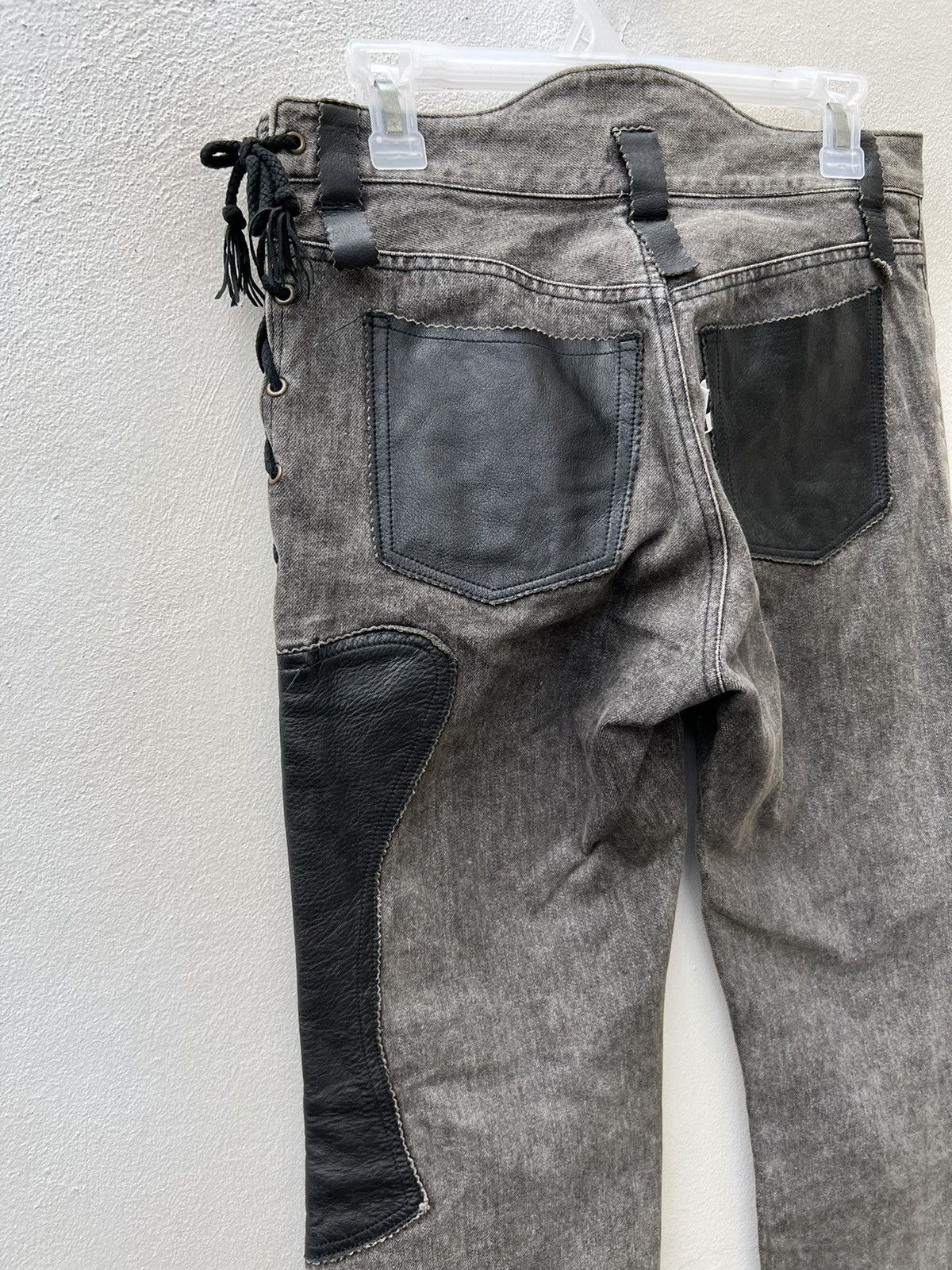 Vintage Vintage a.m.o.u Japan Leather Patchwork Denim Bootcut Jeans Size US 29 - 12 Thumbnail