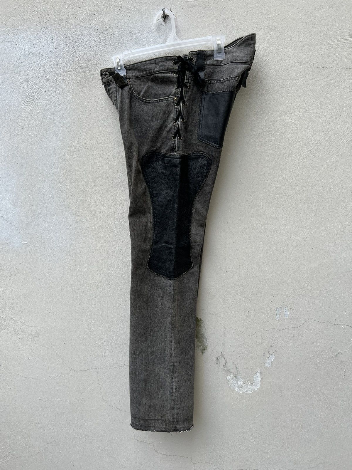 Vintage Vintage a.m.o.u Japan Leather Patchwork Denim Bootcut Jeans Size US 29 - 17 Thumbnail