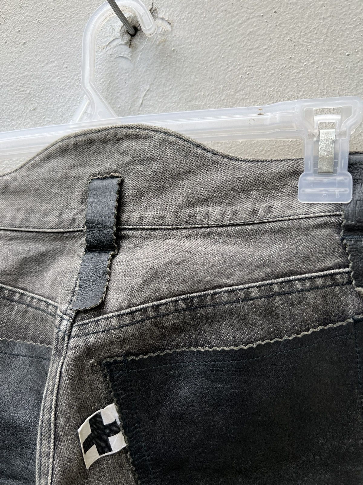 Vintage Vintage a.m.o.u Japan Leather Patchwork Denim Bootcut Jeans Size US 29 - 15 Thumbnail