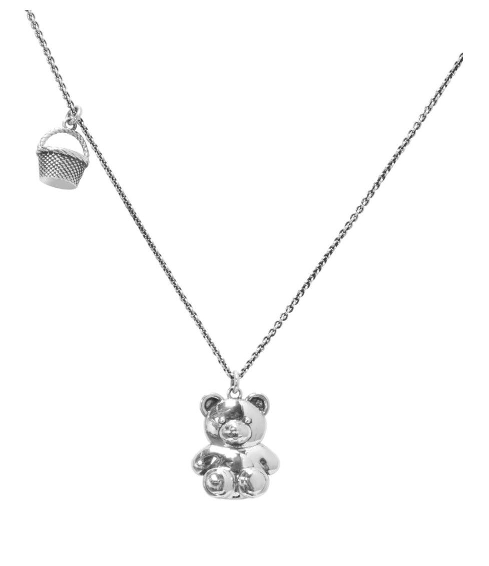 Pre-owned Online Ceramics Teddy Bear Picnic Necklace In Silver