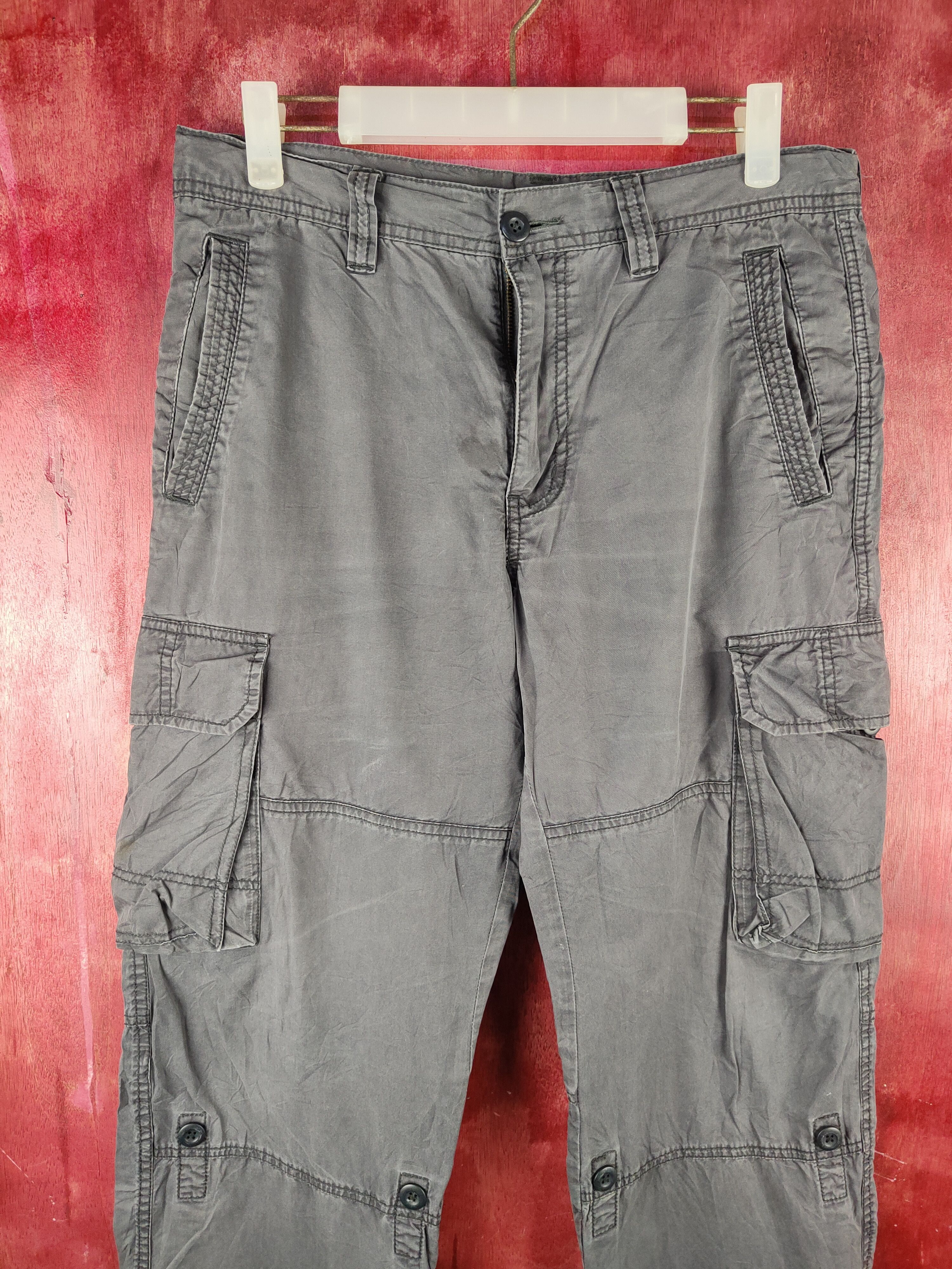 Japanese Brand Uniqlo Dark Gray Multipocket Tactical Cargo Pants #S755 Size US 31 - 2 Thumbnail