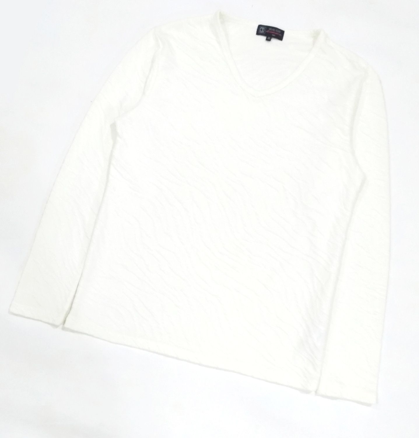 Designer × Michel Klein RARE! MICHEL KLEIN WHITE ABSTRACT PATTERN ART L/SLEEVE TEE Size US M / EU 48-50 / 2 - 3 Thumbnail