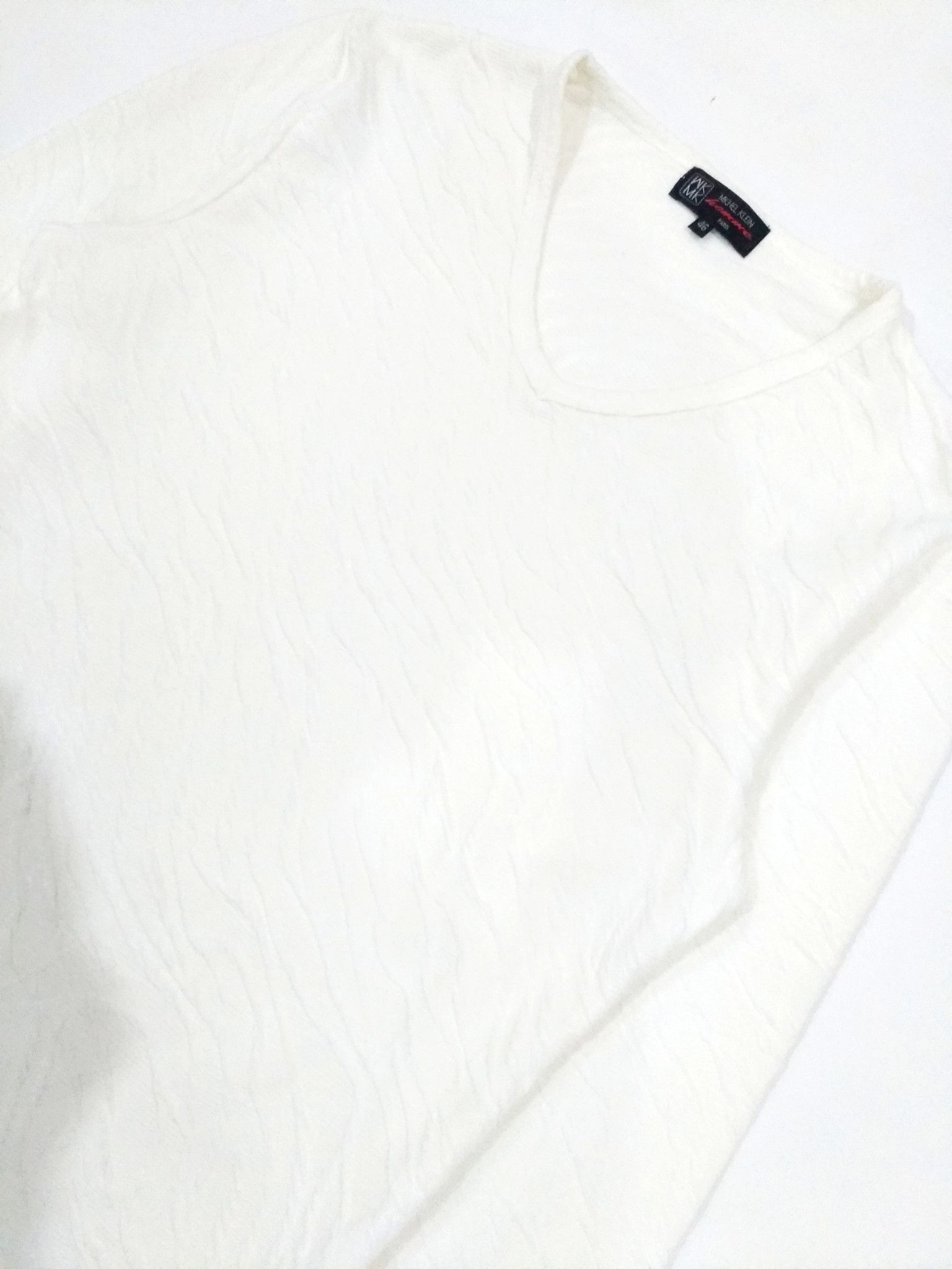 Designer × Michel Klein RARE! MICHEL KLEIN WHITE ABSTRACT PATTERN ART L/SLEEVE TEE Size US M / EU 48-50 / 2 - 5 Thumbnail