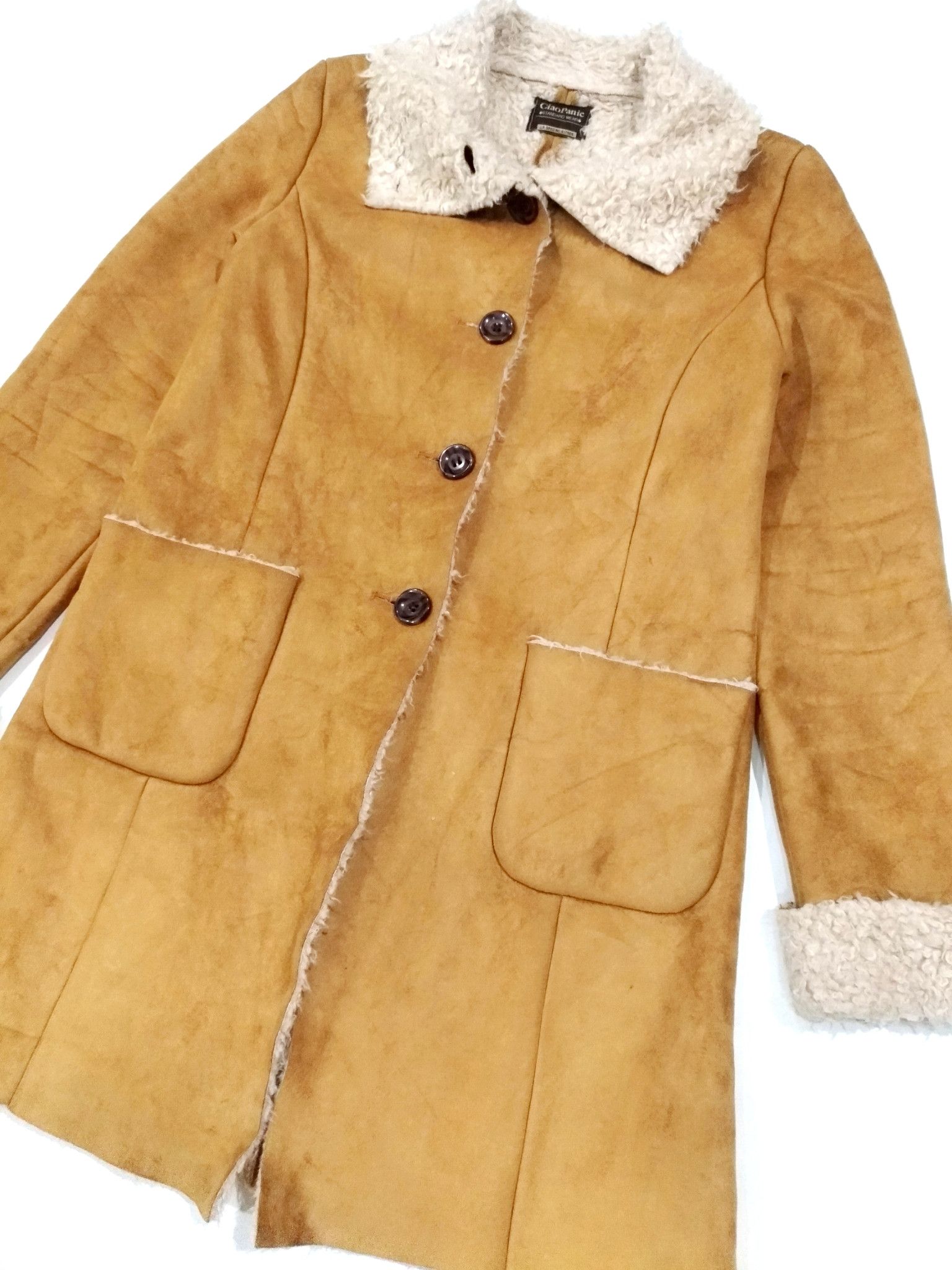 Ciaopanic × Designer × Japanese Brand RARE! CIAOPANIC BROWN TAN SHEARLING LONG COAT Size S / US 4 / IT 40 - 3 Thumbnail