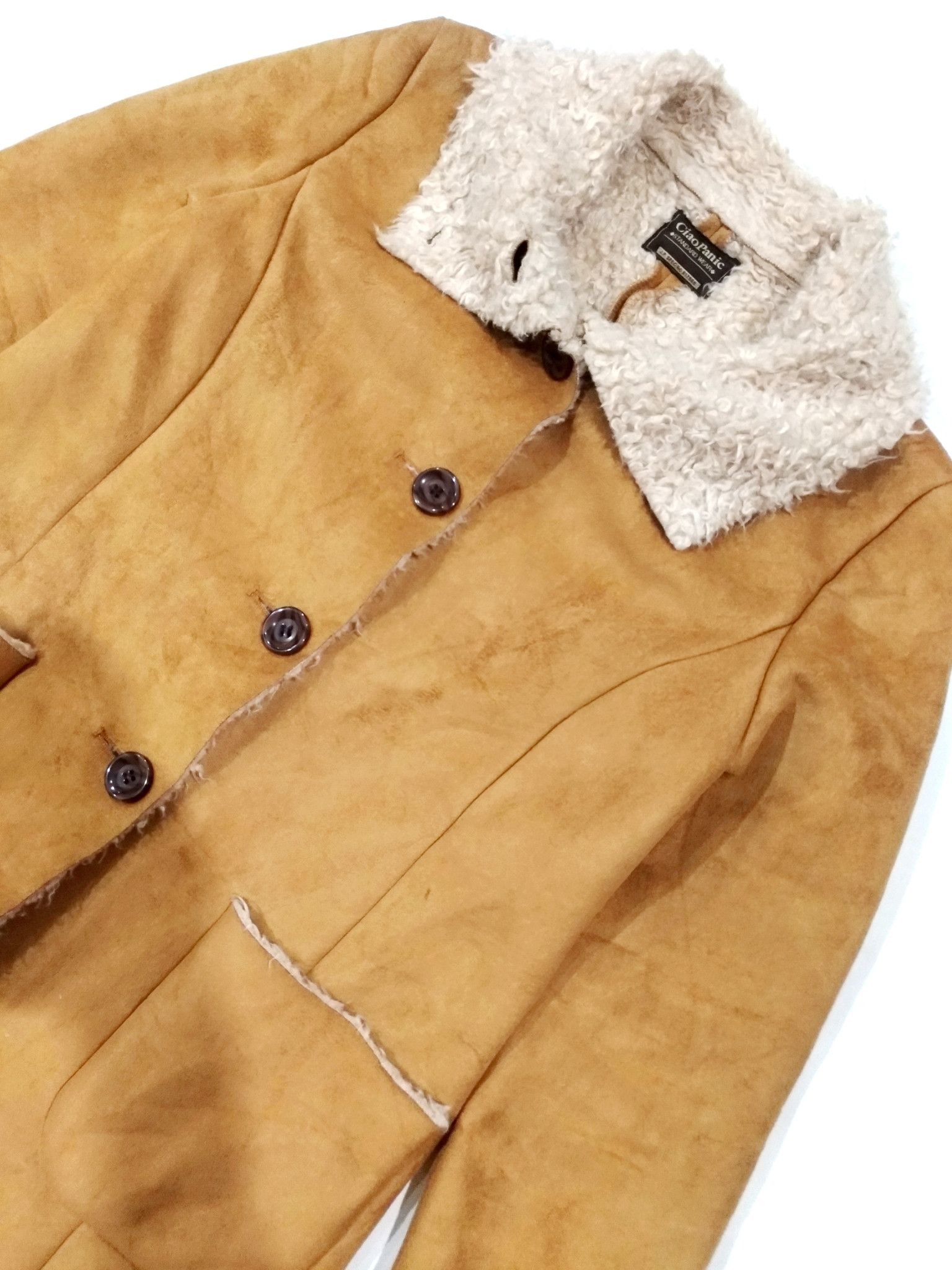 Ciaopanic × Designer × Japanese Brand RARE! CIAOPANIC BROWN TAN SHEARLING LONG COAT Size S / US 4 / IT 40 - 5 Thumbnail