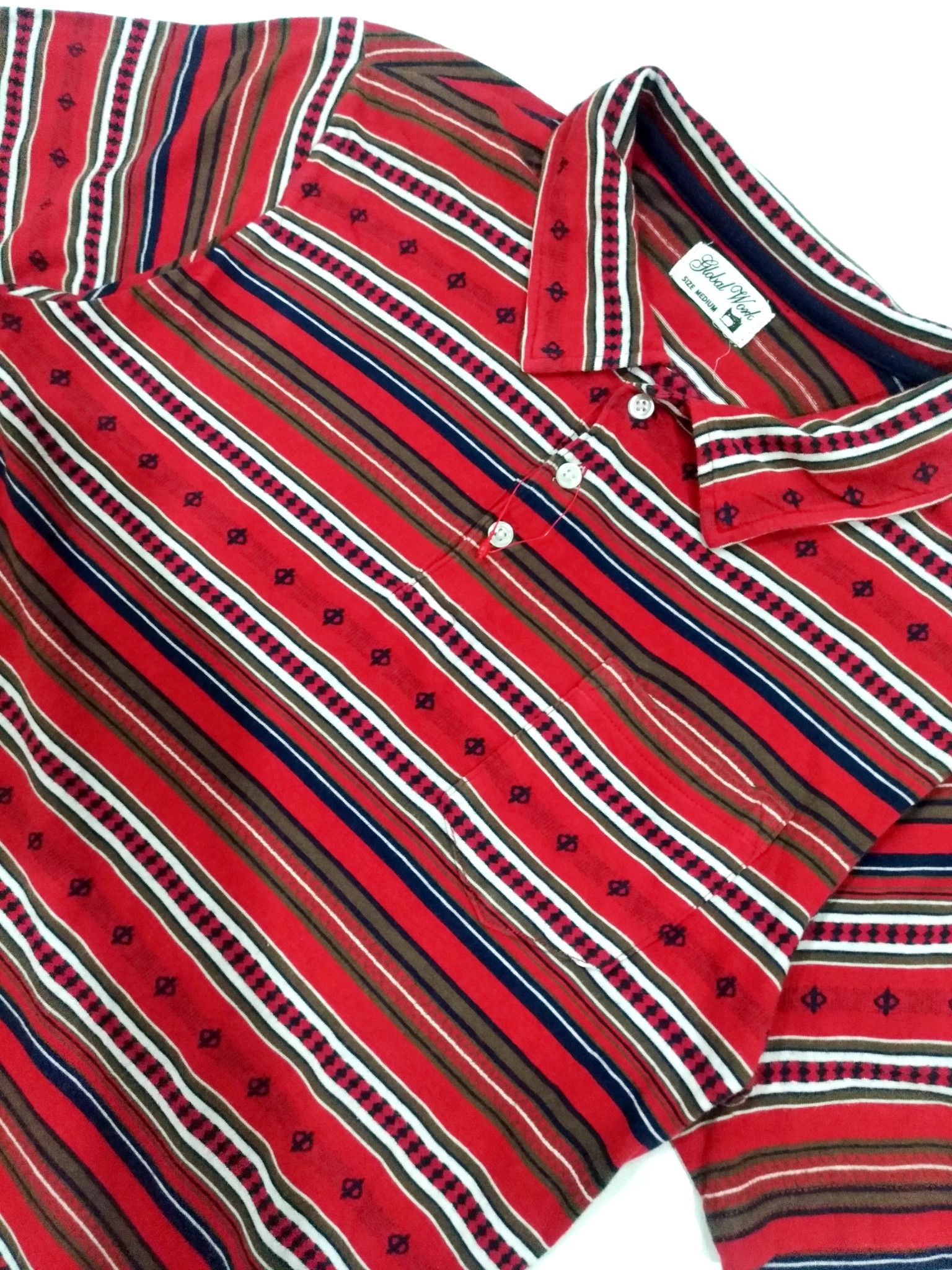 Global Work × Japanese Brand RARE! GLOBAL WORK NATIVE TRIBAL FULL PRINT POLO SHIRT Size US S / EU 44-46 / 1 - 4 Thumbnail