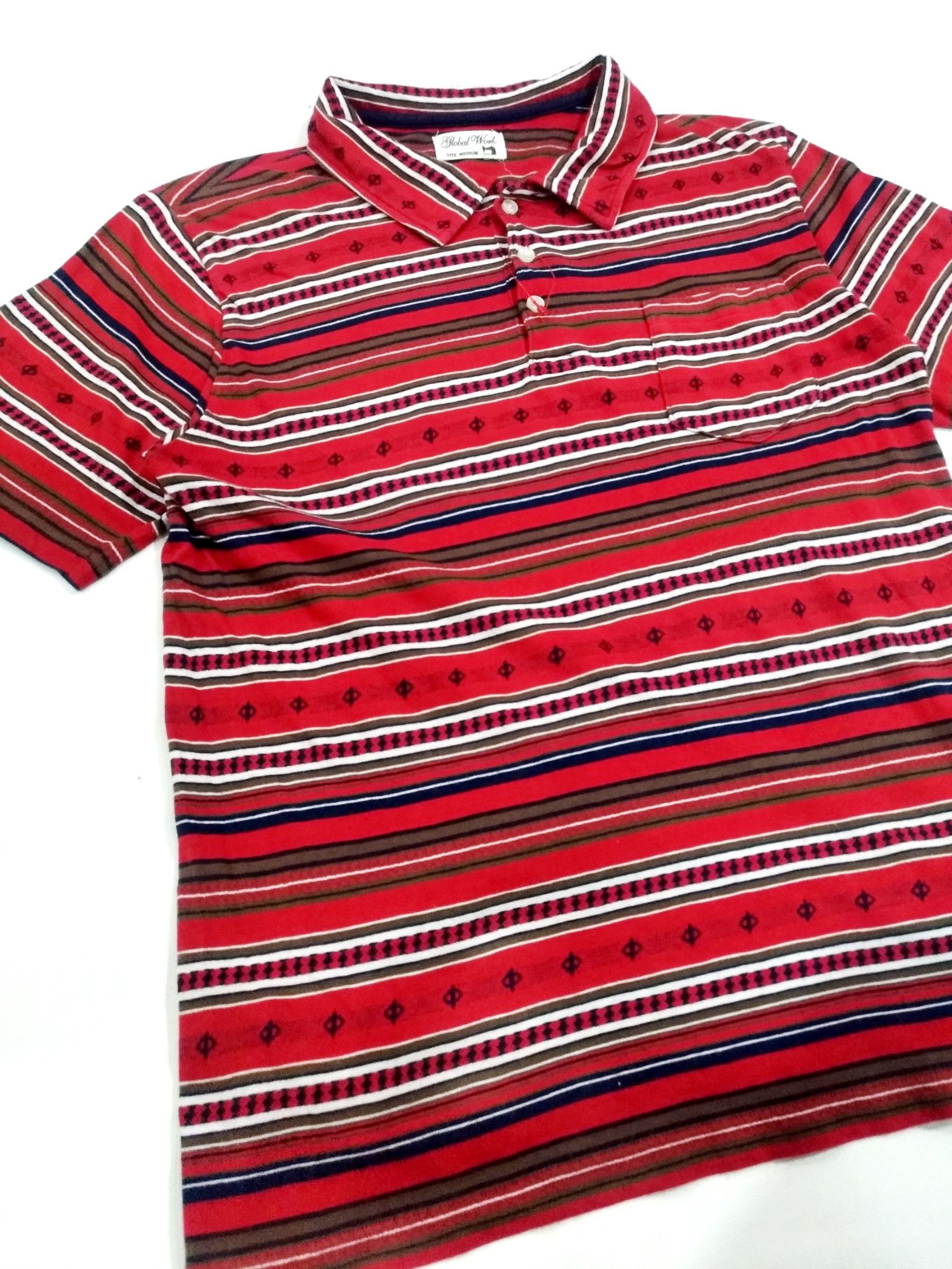 Global Work × Japanese Brand RARE! GLOBAL WORK NATIVE TRIBAL FULL PRINT POLO SHIRT Size US S / EU 44-46 / 1 - 3 Thumbnail