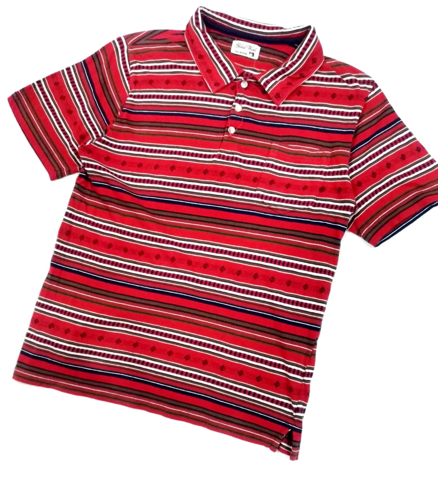 Global Work × Japanese Brand RARE! GLOBAL WORK NATIVE TRIBAL FULL PRINT POLO SHIRT Size US S / EU 44-46 / 1 - 2 Thumbnail
