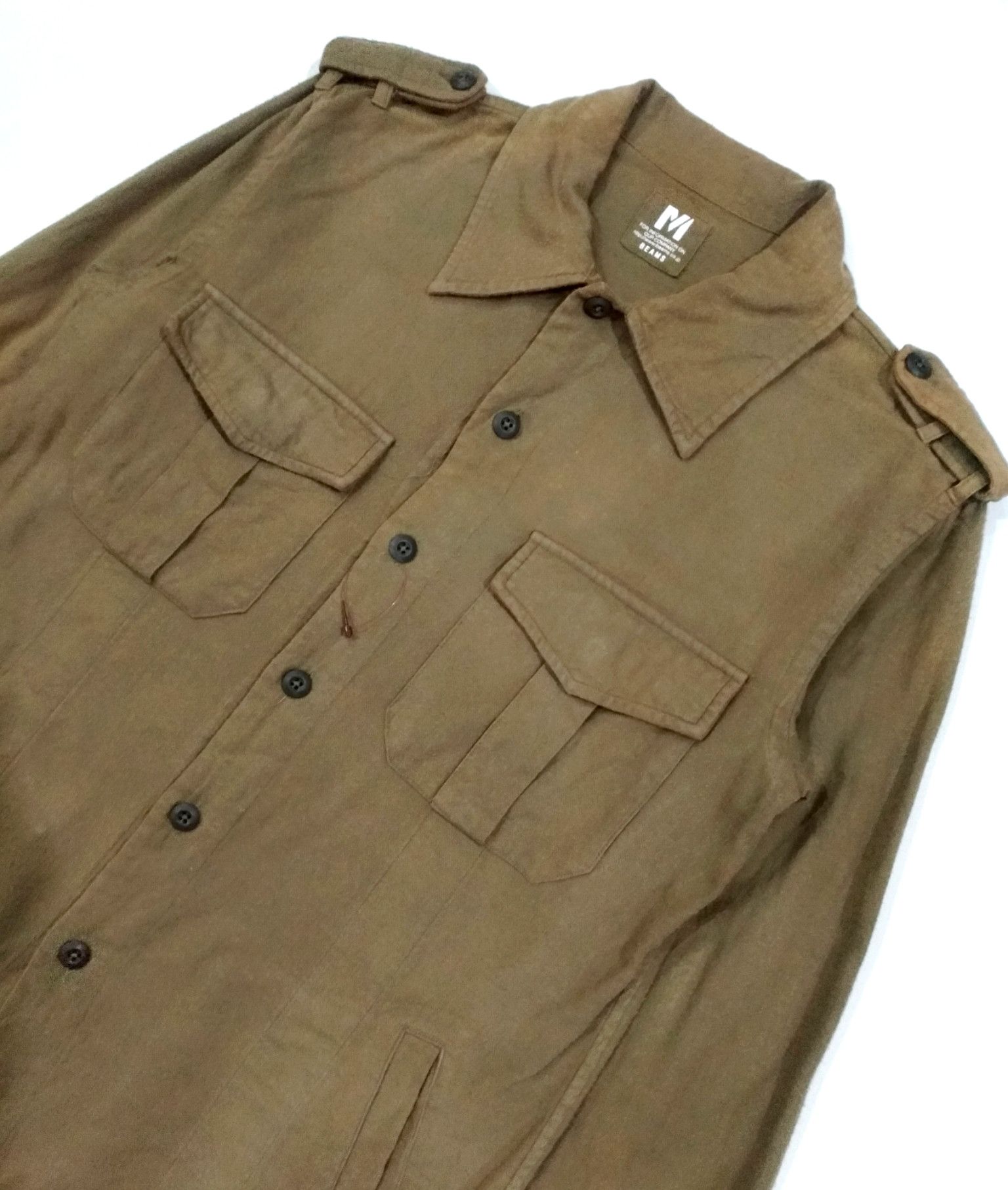 Beams Plus × Japanese Brand RARE! BEAMS MILITARY APULET STYLE L/SLEEVE SHIRT Size US M / EU 48-50 / 2 - 5 Thumbnail