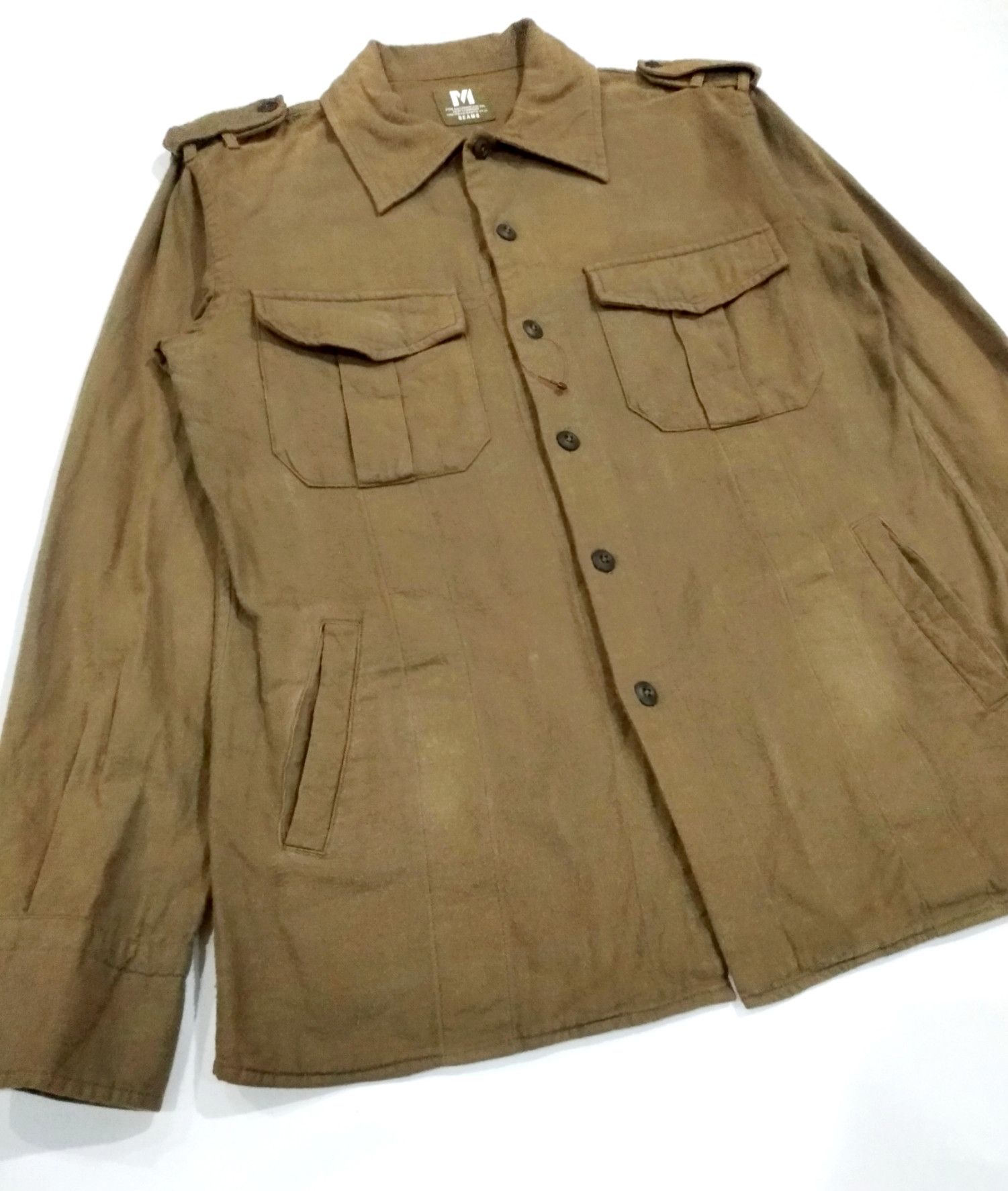 Beams Plus × Japanese Brand RARE! BEAMS MILITARY APULET STYLE L/SLEEVE SHIRT Size US M / EU 48-50 / 2 - 4 Thumbnail