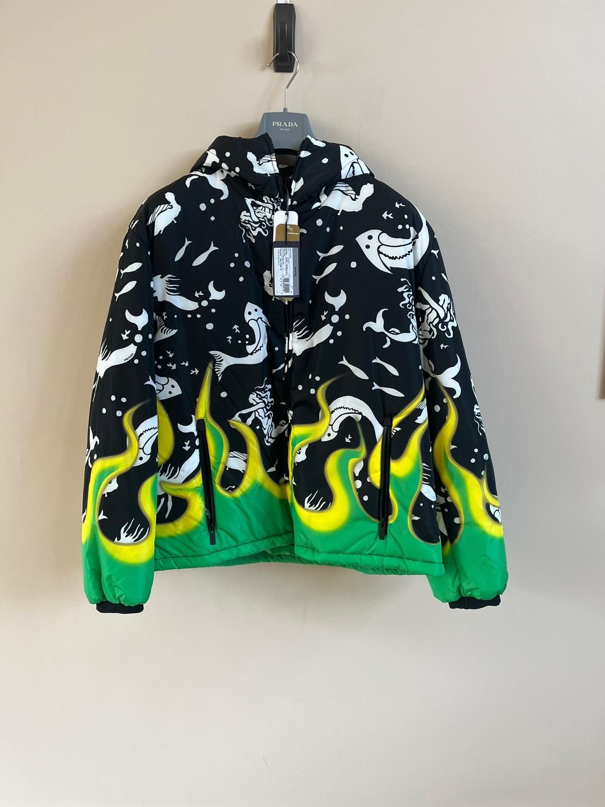 Prada Flames Fish Padded Jacket in Multicolor Grailed