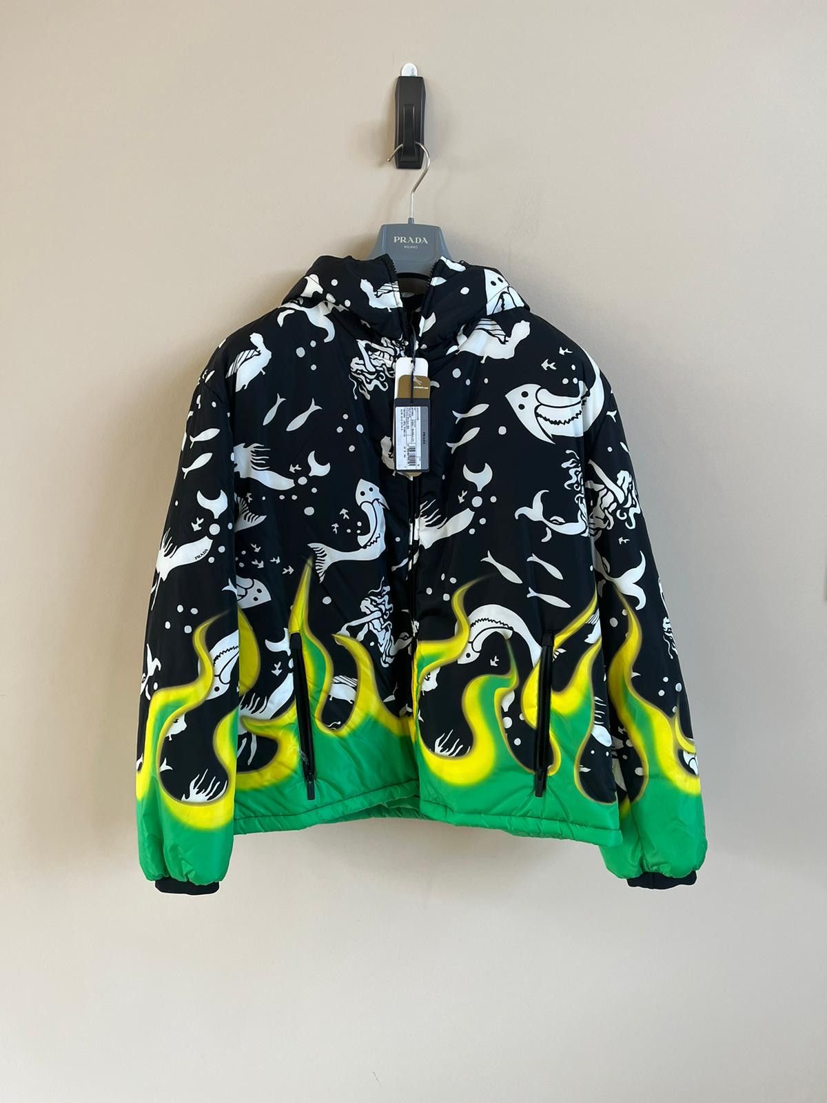 Prada Flames Fish Padded Jacket in Multicolor Size US M / EU 48-50 / 2 - 1 Thumbnail