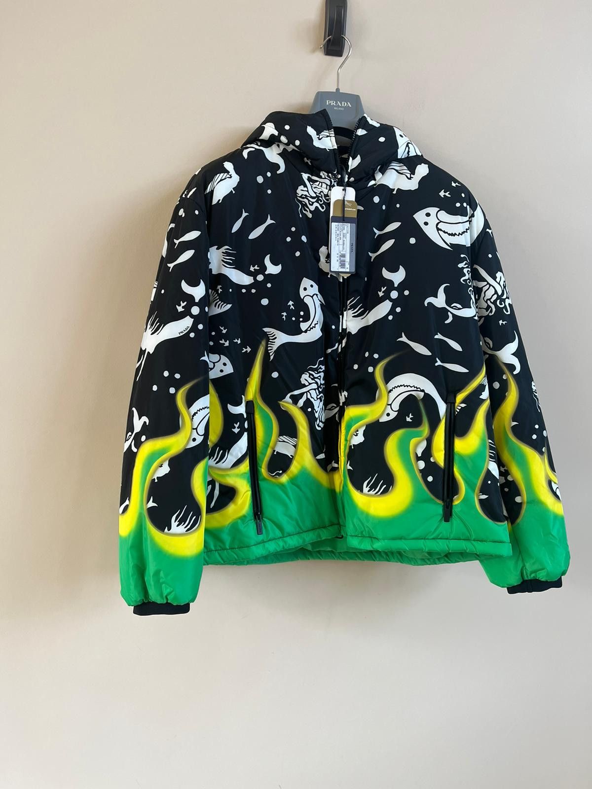 Prada Flames Fish Padded Jacket in Multicolor Size US M / EU 48-50 / 2 - 3 Thumbnail