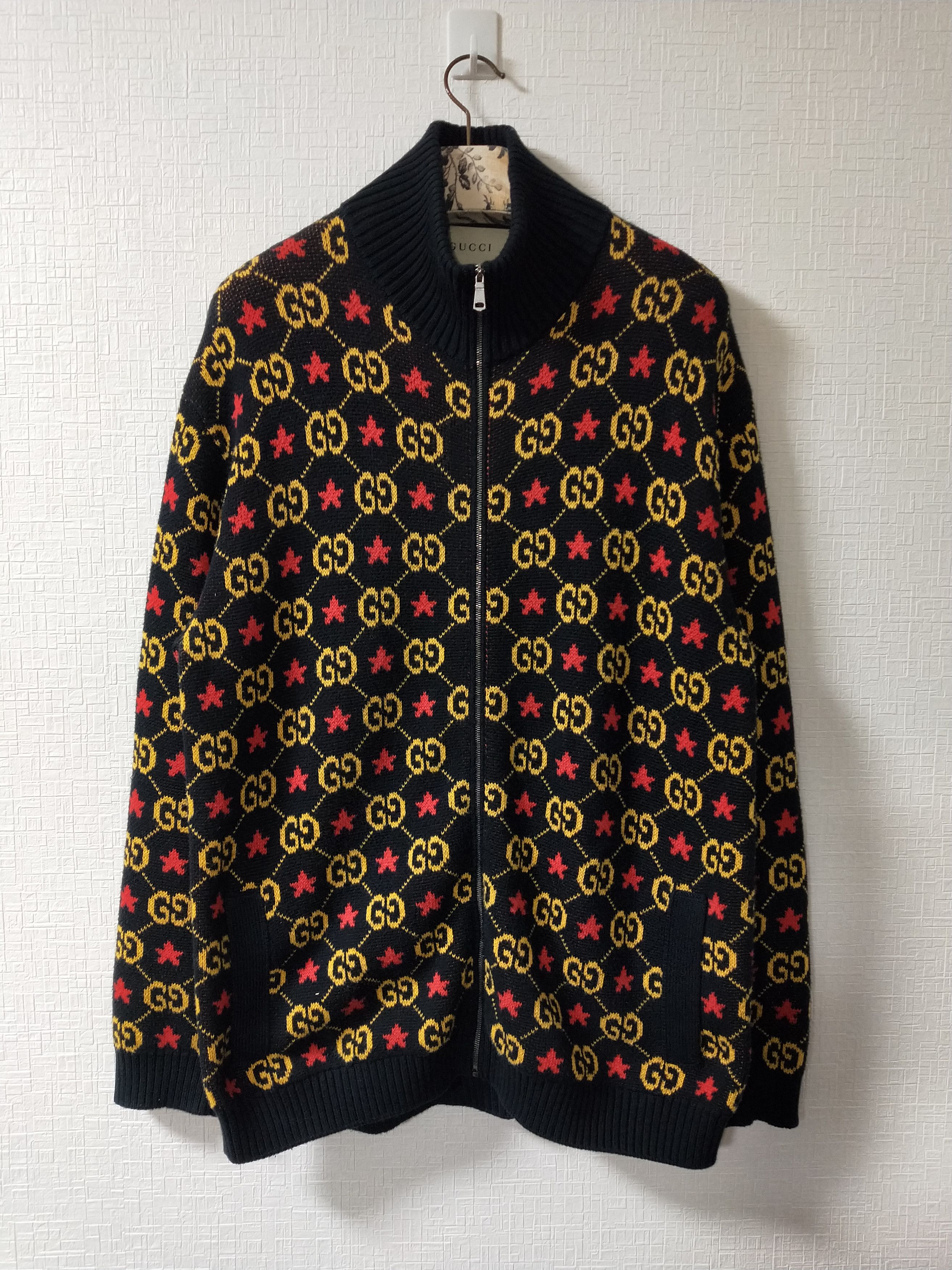 image of Gucci Gg Star Jacquard Zip Bomber in Black, Men's (Size XL)