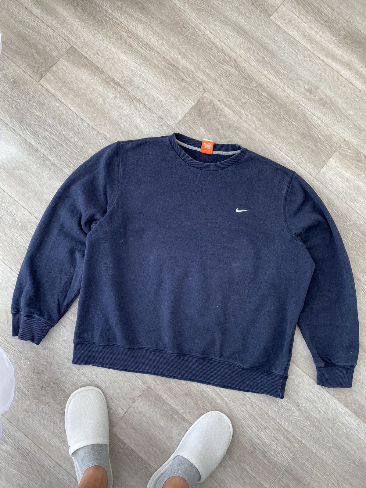 Nike × Vintage Vtg Vintage Nike Sweatshirt 90s Blue Sz Large Crewneck Boxy Size US XL / EU 56 / 4 - 1 Thumbnail