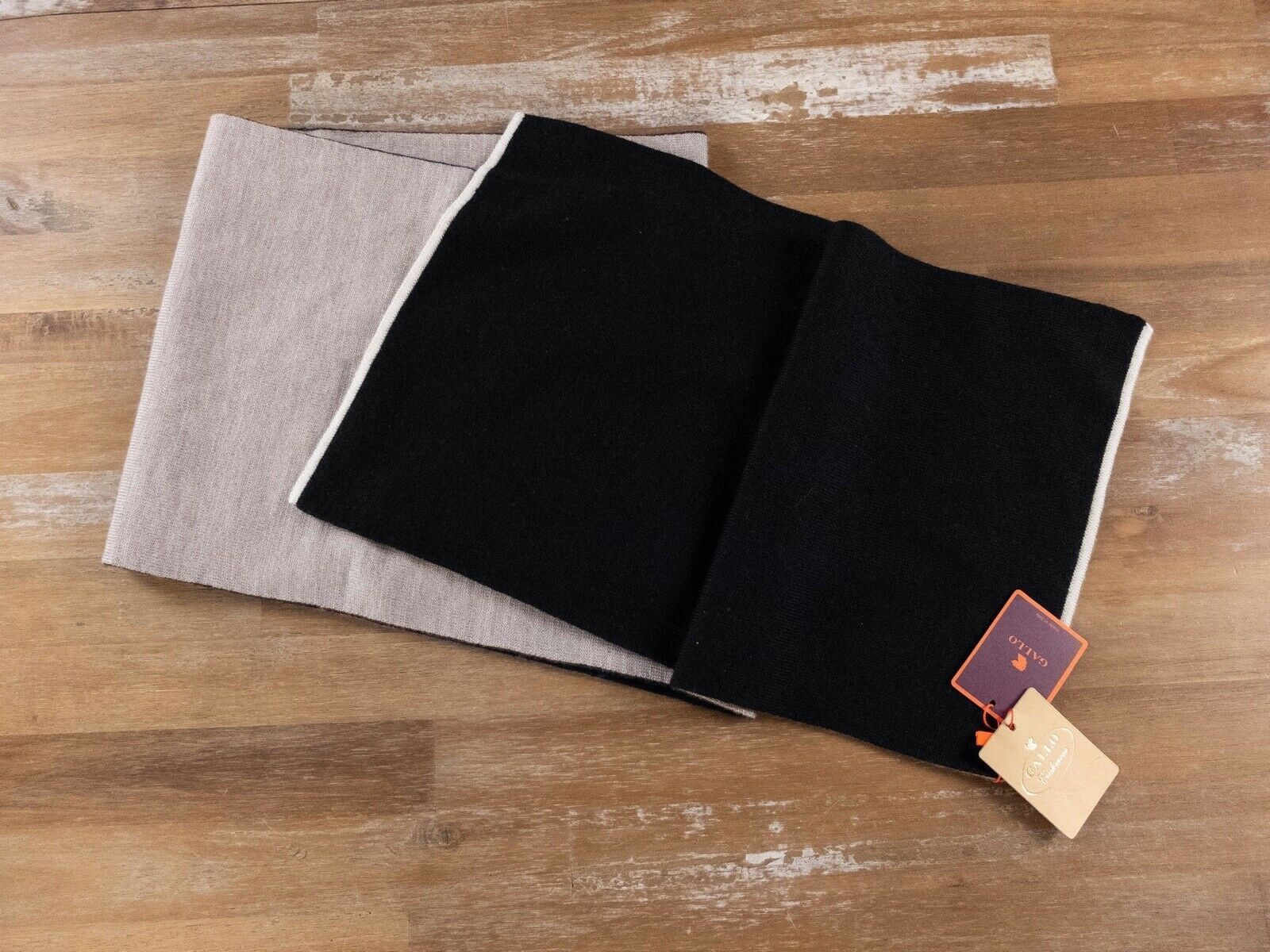 Other GALLO black beige wool silk cashmere two-sided scarf authen Size ONE SIZE - 1 Thumbnail