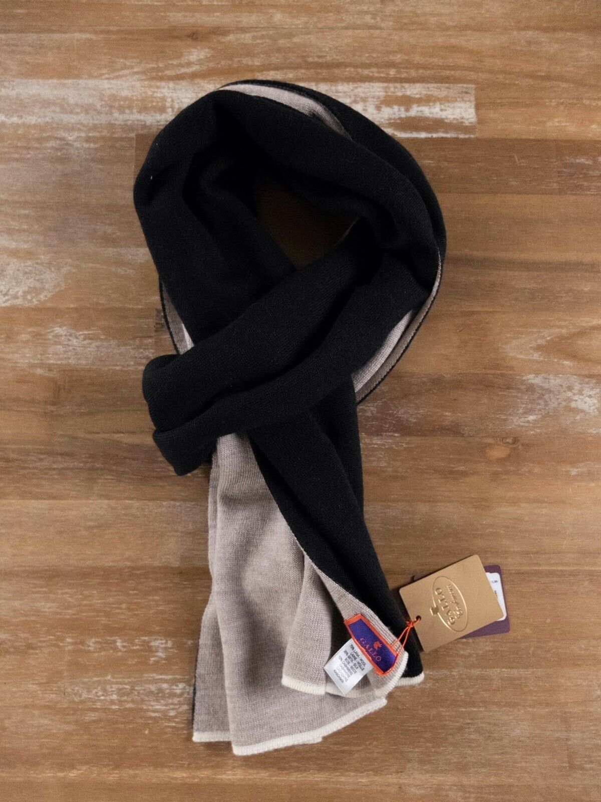 Other GALLO black beige wool silk cashmere two-sided scarf authen Size ONE SIZE - 5 Thumbnail