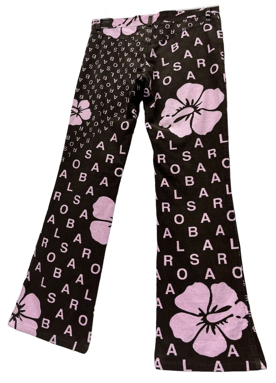 ALBA DOPE🔥ALBA ROSSA Hibiscus Monogram Corduroy Flare Pants Size US 28 / EU 44 - 4 Thumbnail